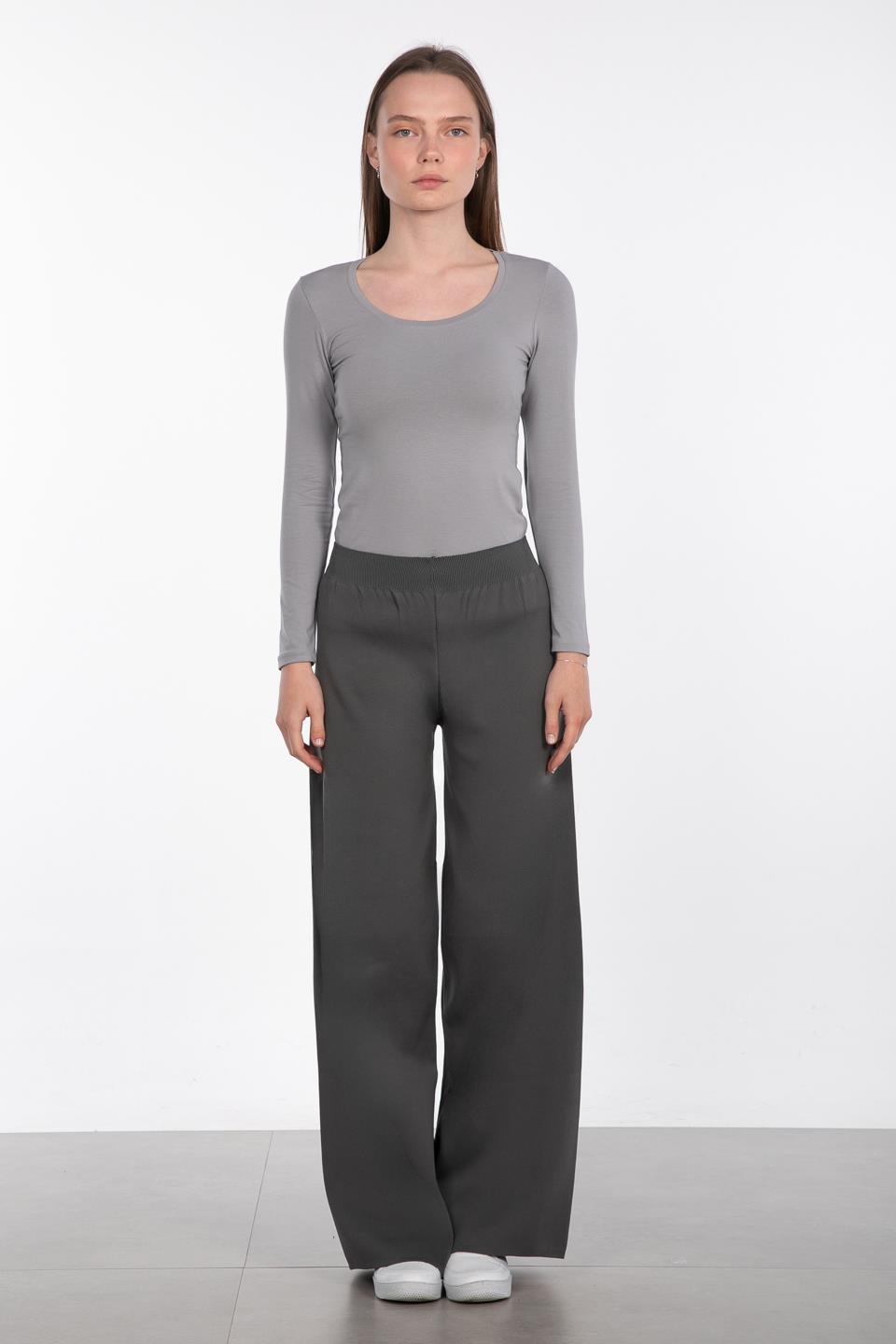 Bol paça triko pantolon-9005 Füme