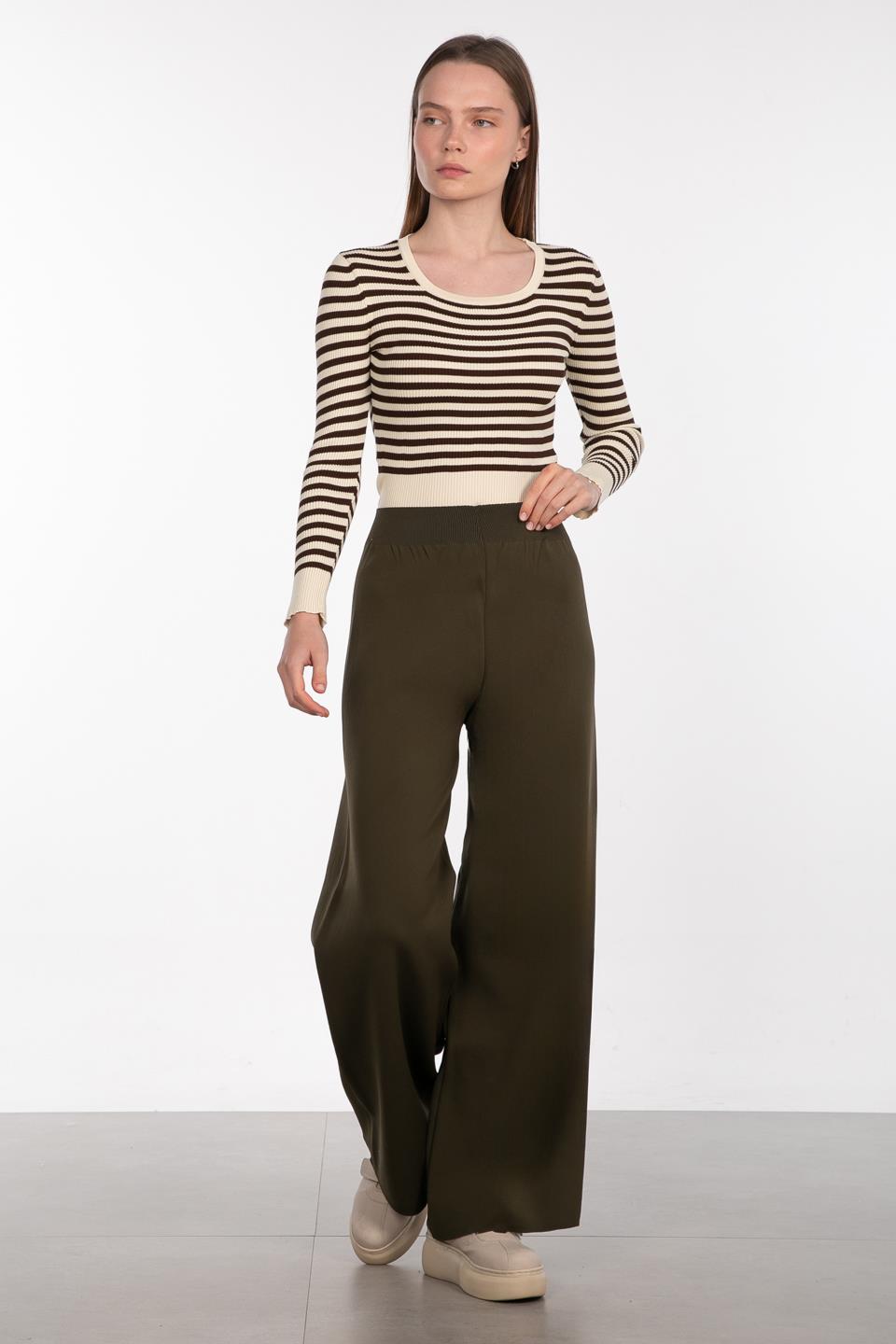 Bol paça triko pantolon-9005 Haki