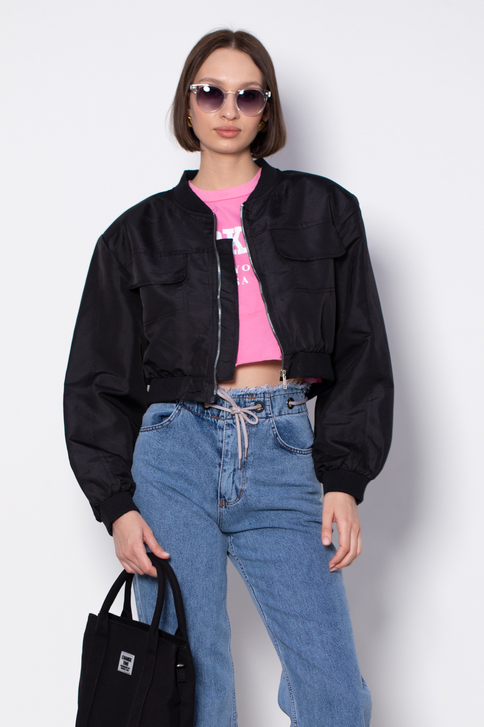 Bomber ceket-2393 Siyah