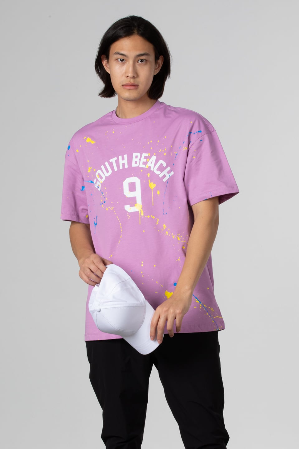 Boya baskılı oversize t-shirt-1030 Lila