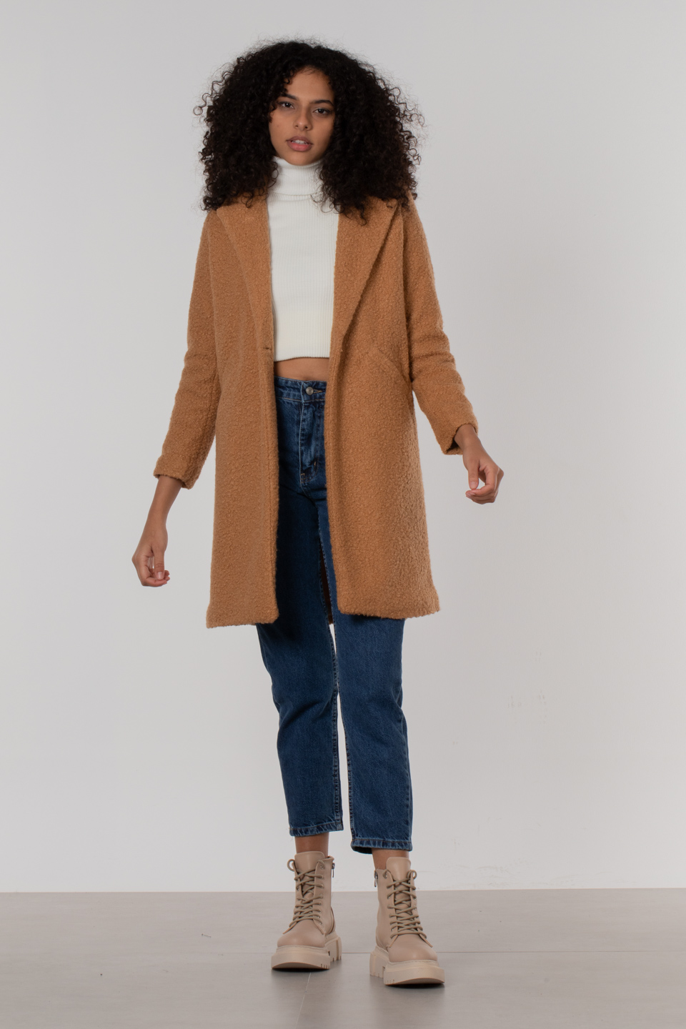 Bürümcük kaşe kaban-9082-1 Taba