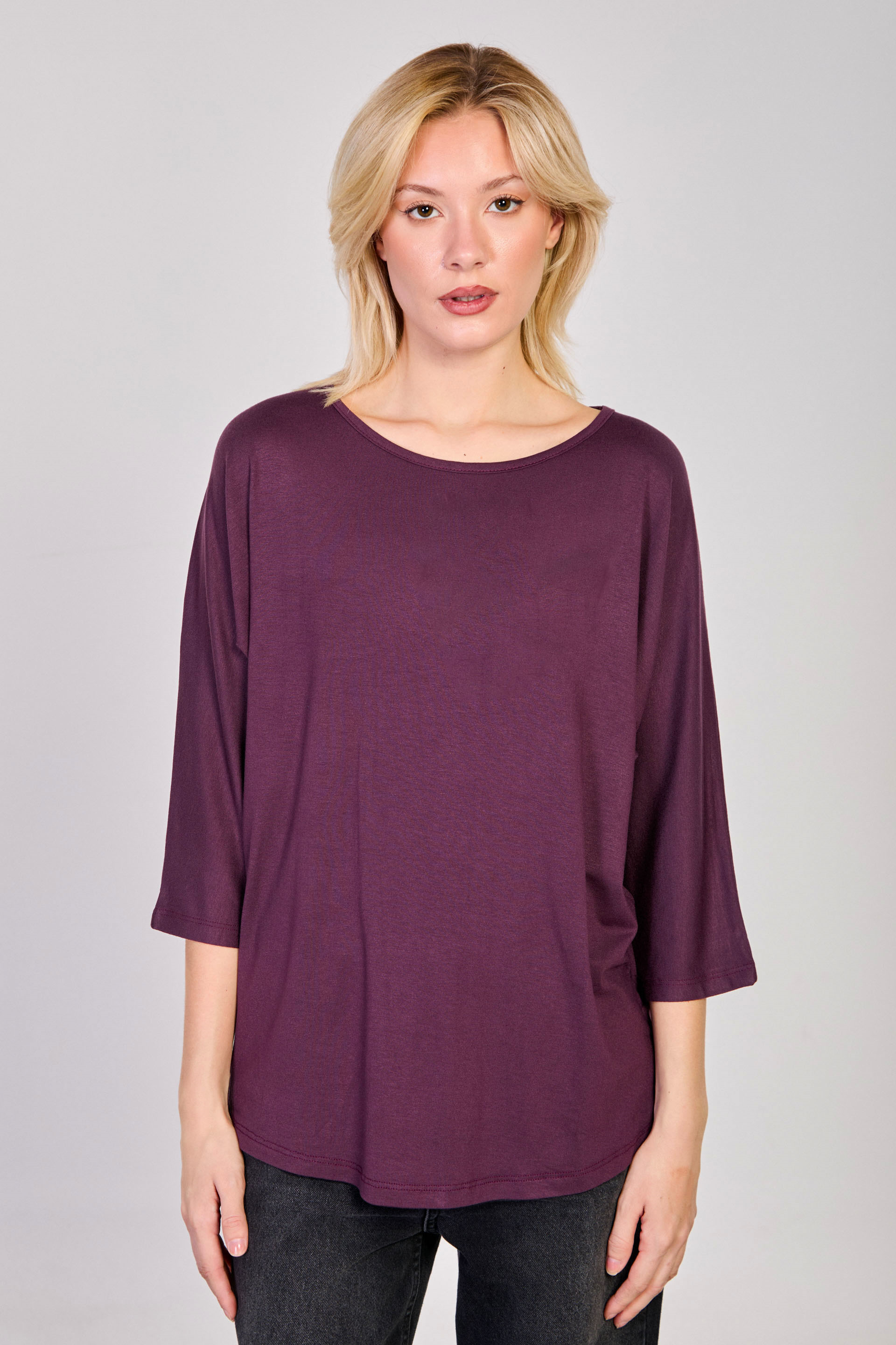 Kadın Truvakar Yarasa Kol Bluz - Mürdüm