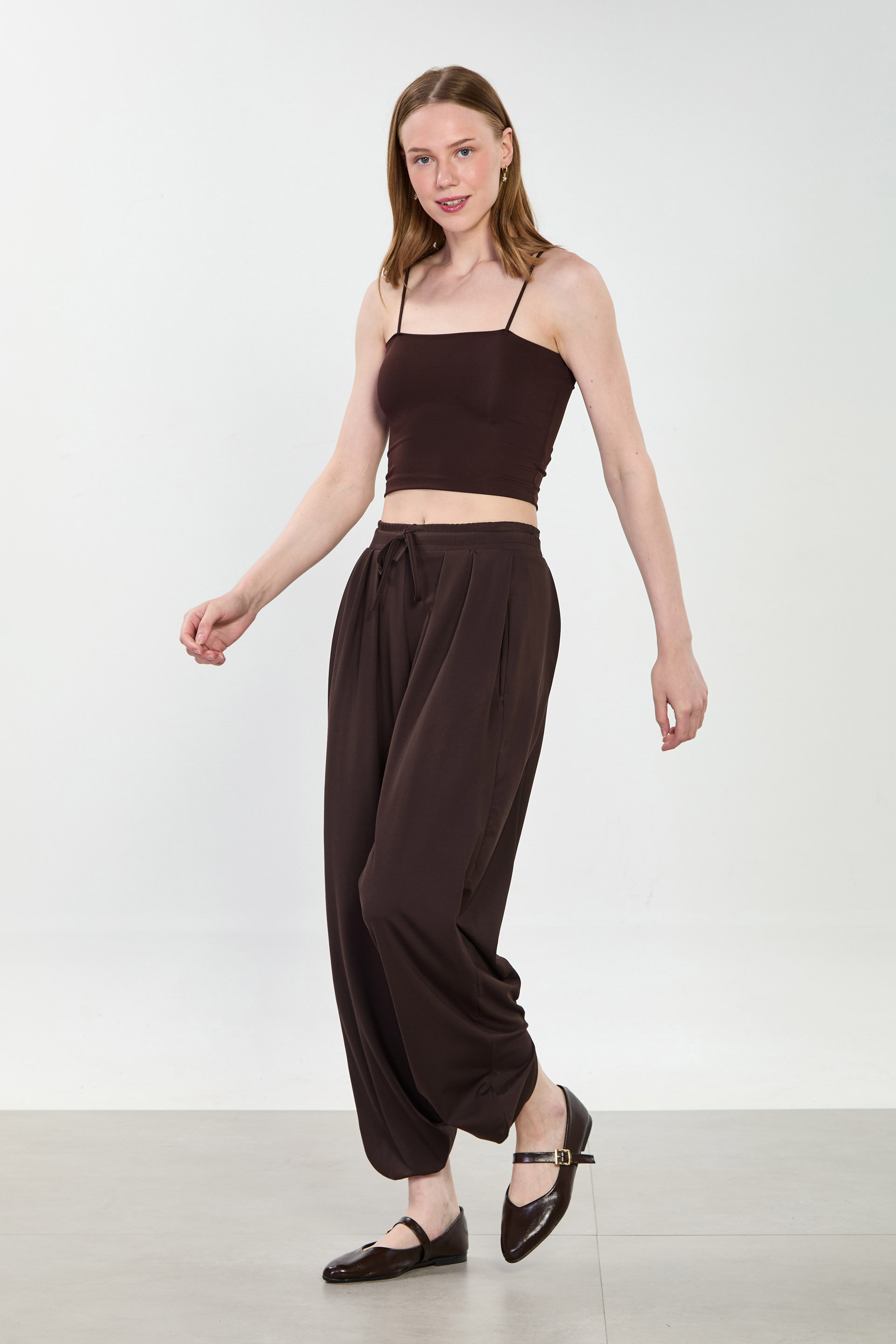 Kadın Şalvar Pantolon - Acı Kahve