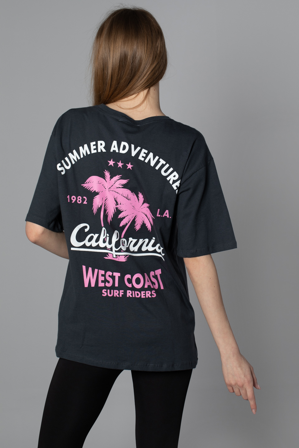 California baskılı t-shırt-4671 Füme