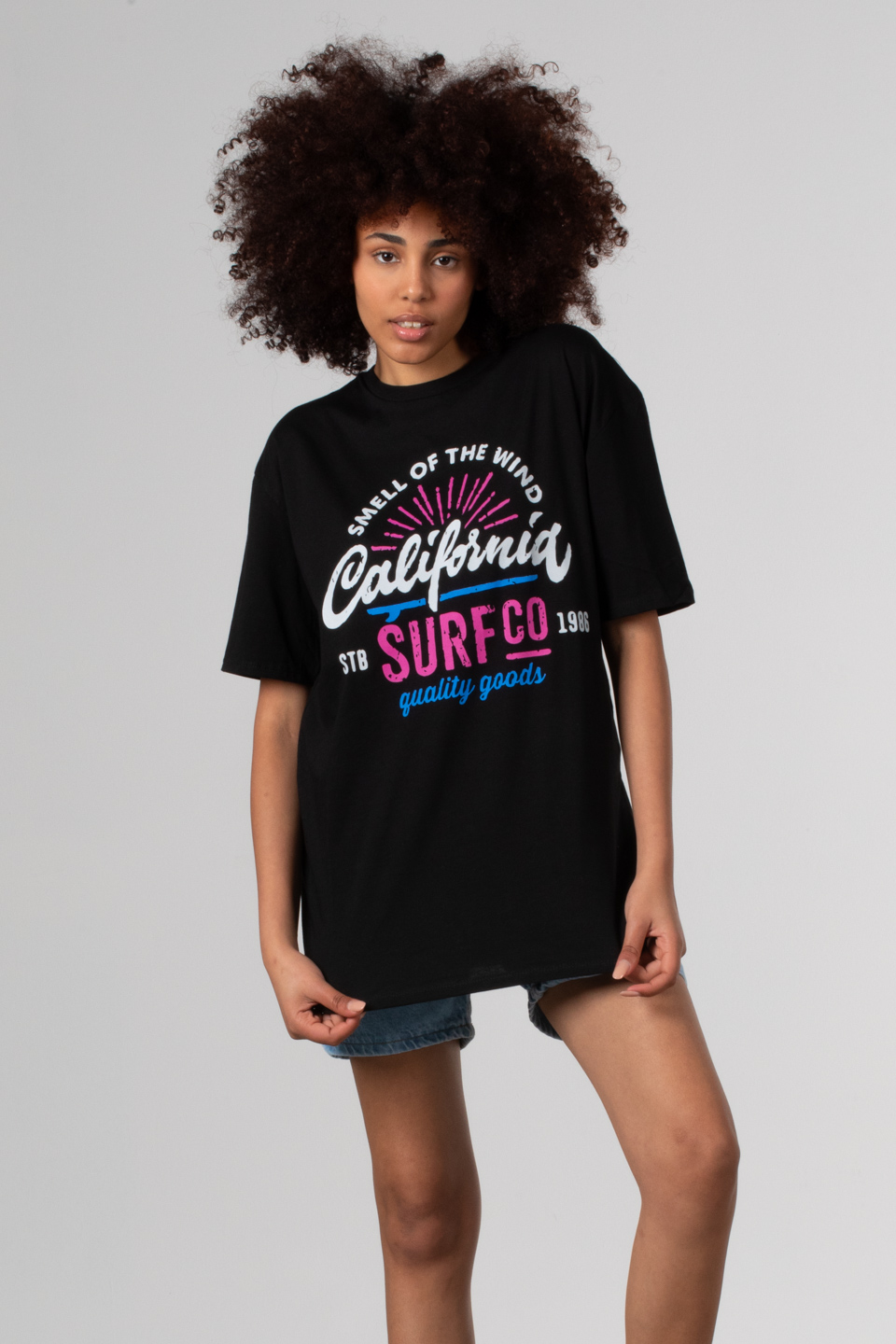 California yazı baskılı t-shirt-81663 Siyah