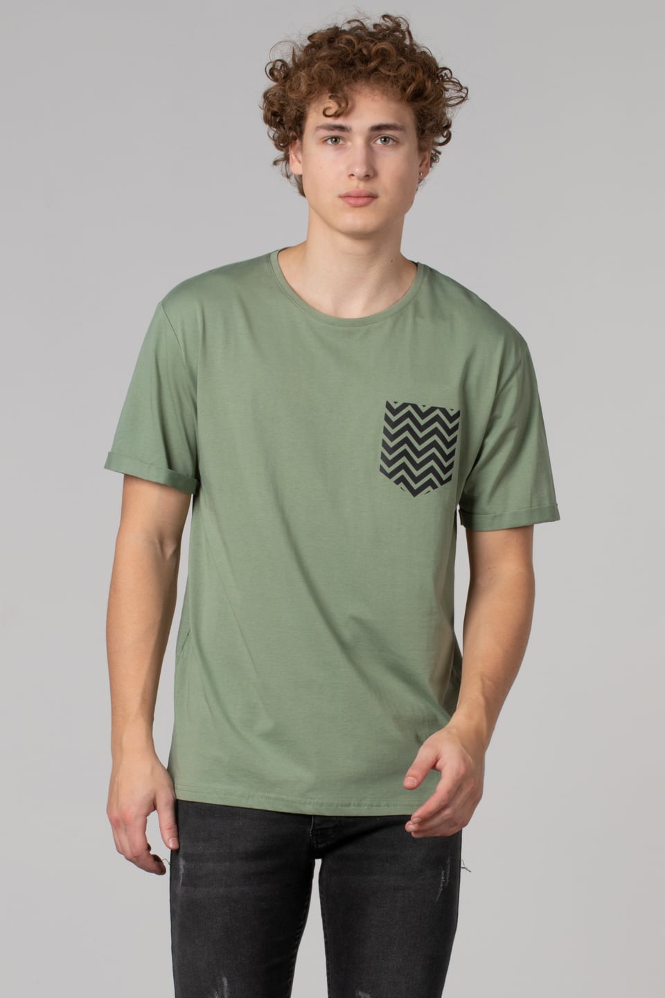 Cep zikzak baskılı t-shirt-2311 Elma