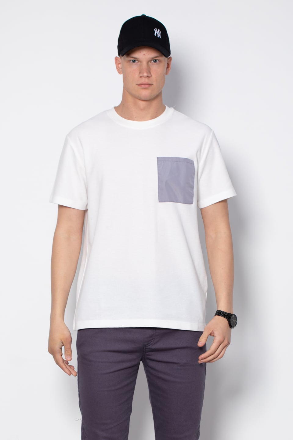 Cepli bisiklet yaka pike t-shirt-2351-1 Beyaz
