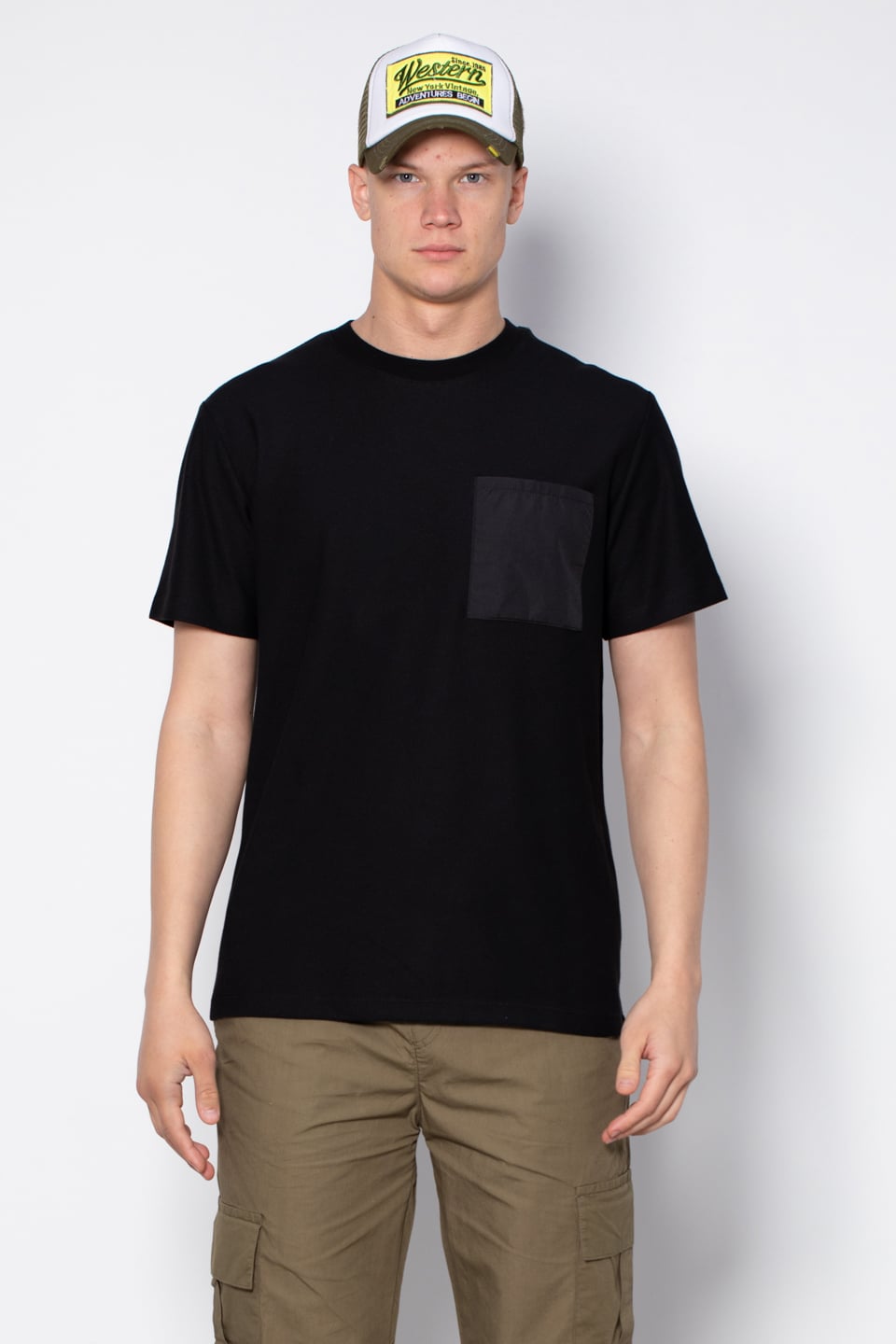 Cepli bisiklet yaka pike t-shirt-2351-1 Siyah