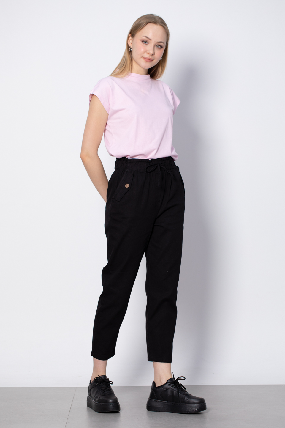 Çift cep kapaklı pantolon-006 Siyah