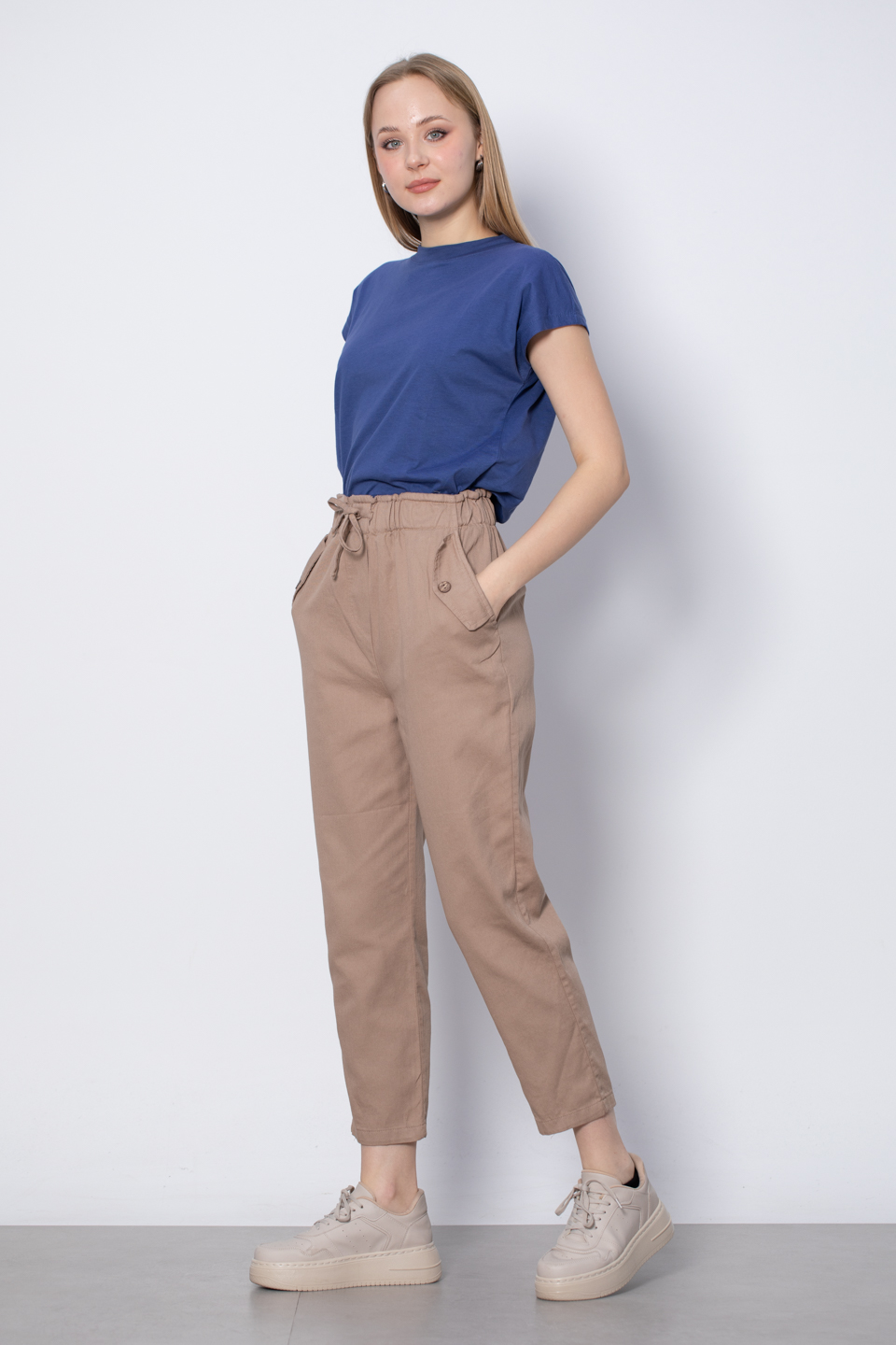 Çift cep kapaklı pantolon-006 Vizon