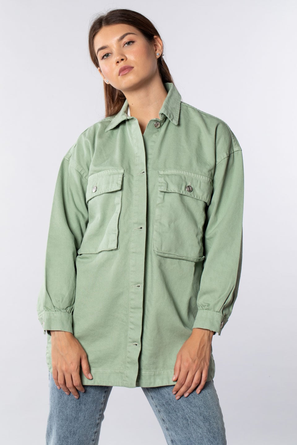 Çift cepli düğmeli ceket-4487 Mint