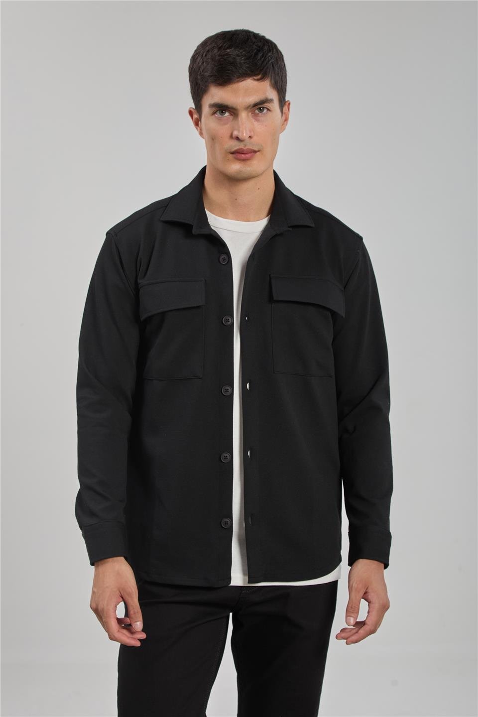 Çift cepli gömlek-1186 Siyah