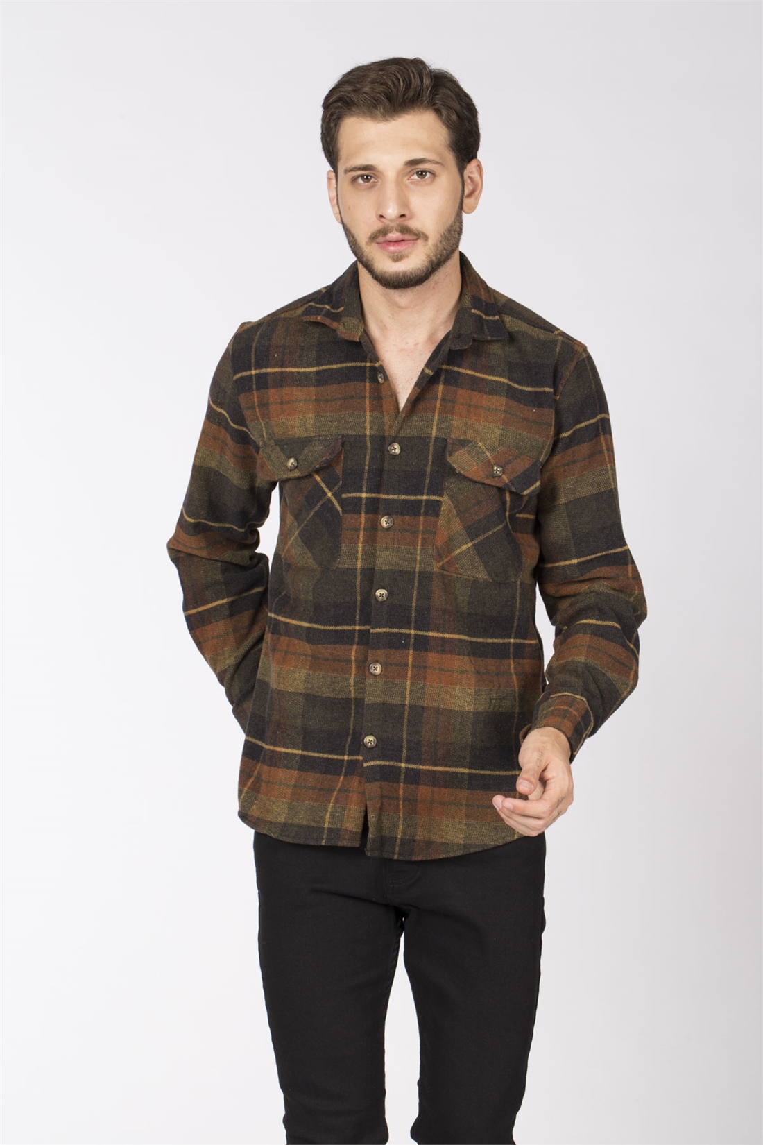 Çift Cepli Gömlek-Haki