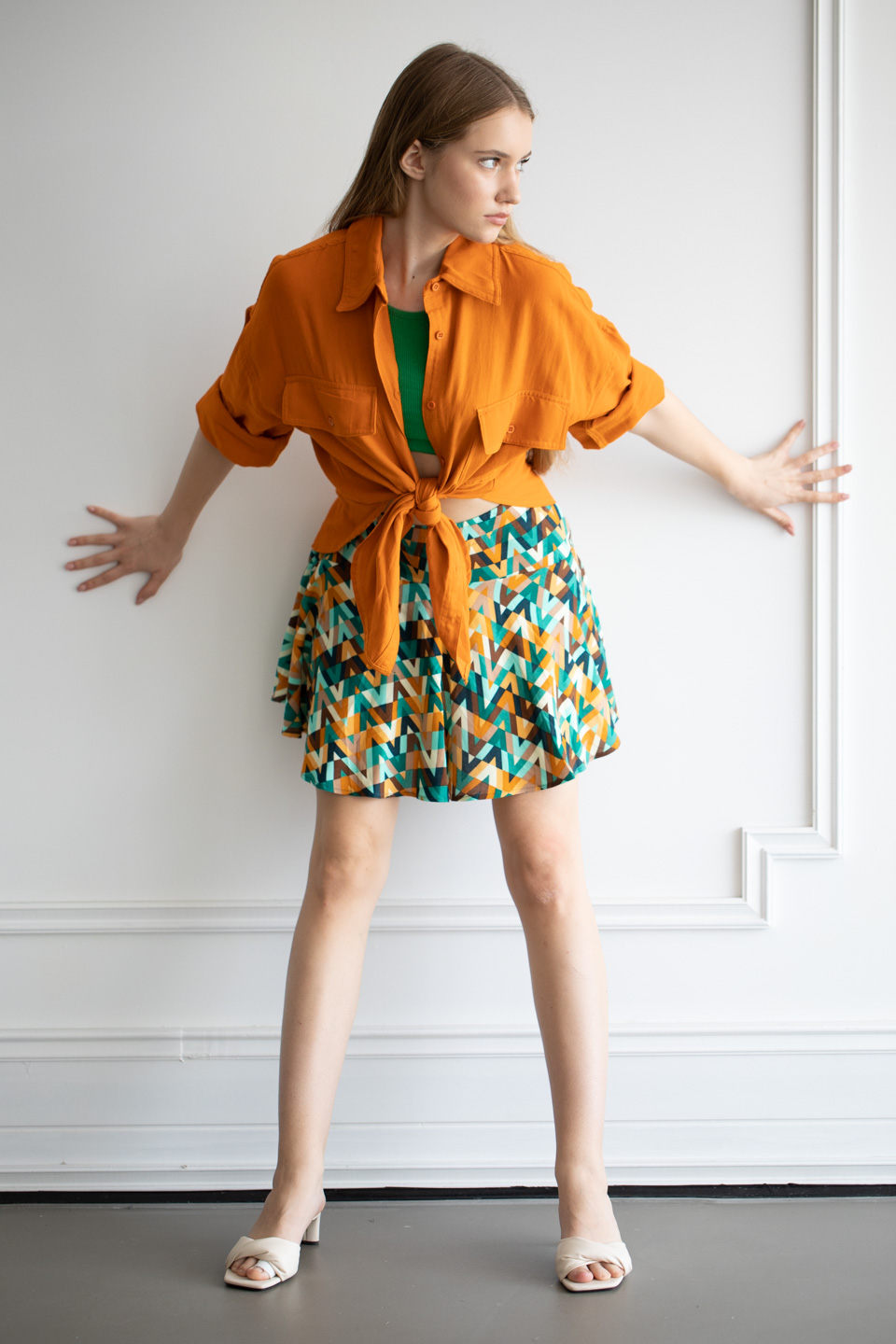 Çift Cepli Oversize Gömlek - Oranj