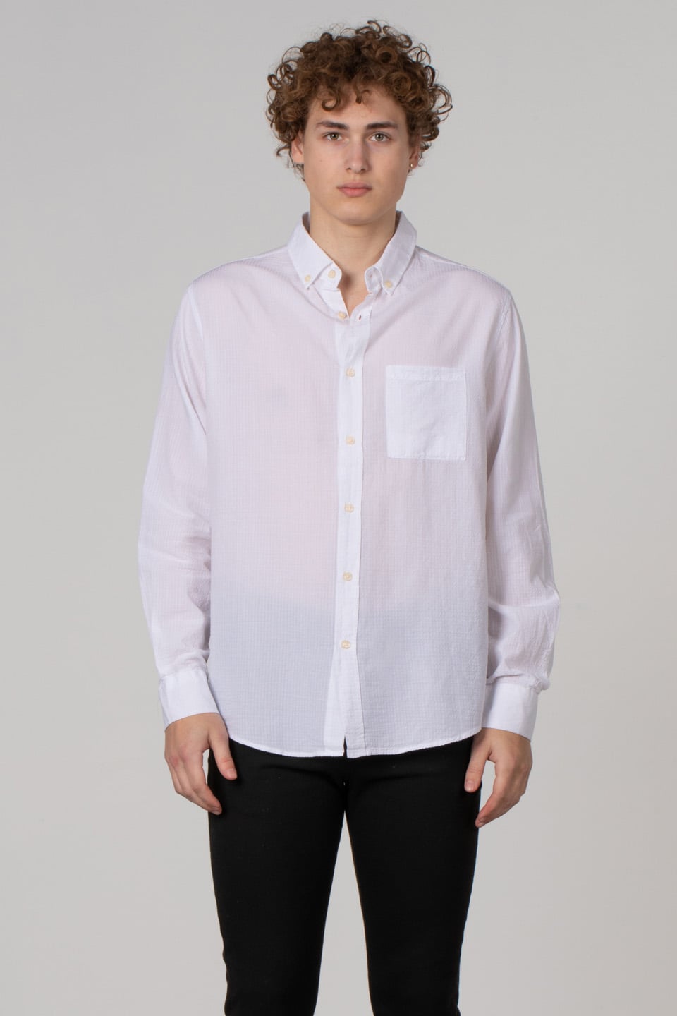 Çizgili poplin gömlek-12-4746 Beyaz