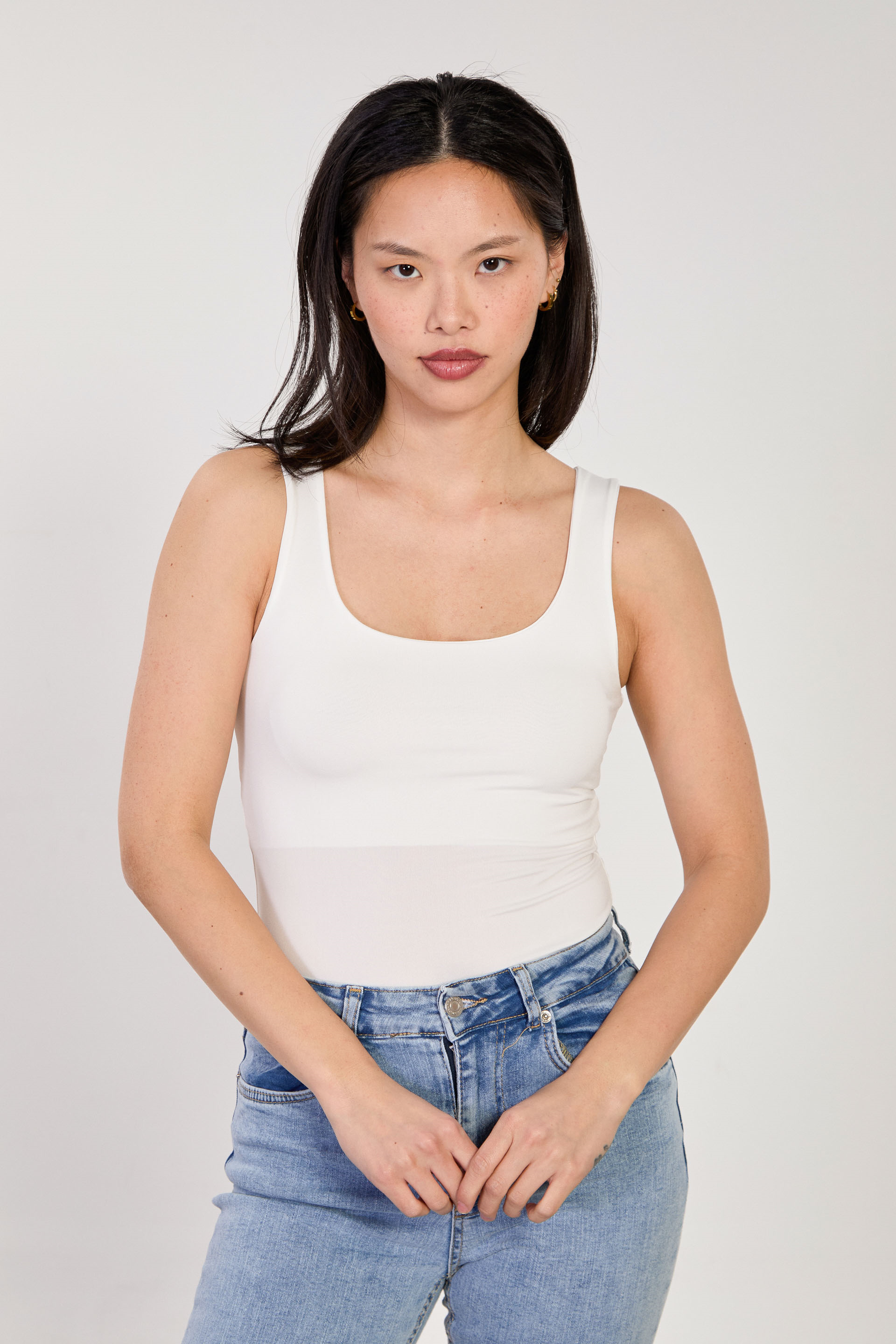 Kadın Kare Yaka Ofis Atlet - Ekru