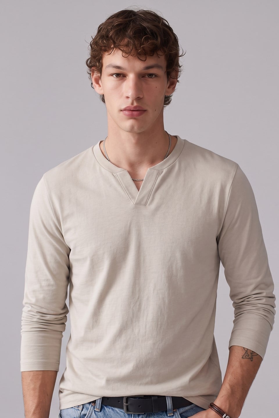 Erkek Uzun Kollu Sweatshirt - Bej