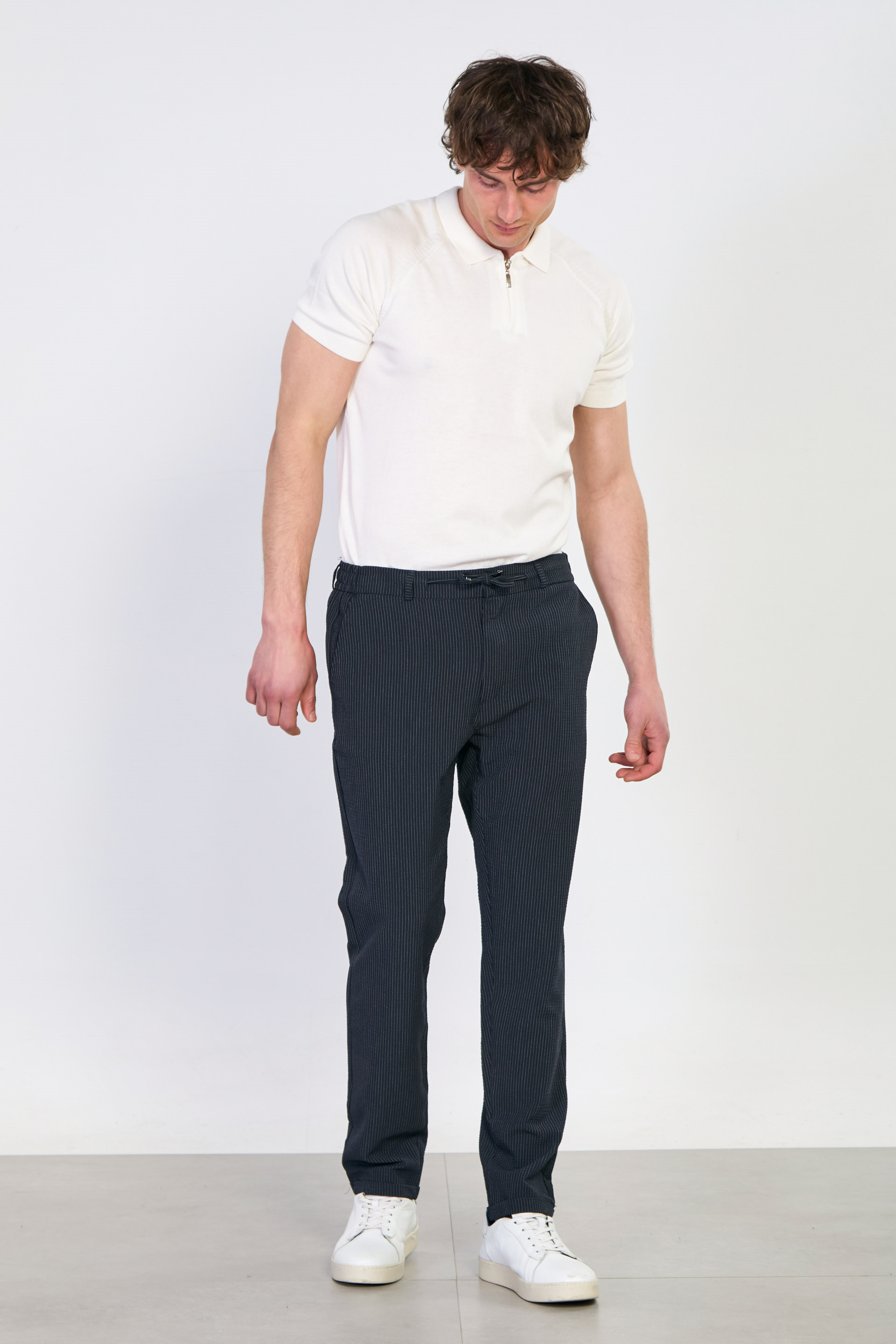 Erkek Çizgili Jogger Pantolon - Lacivert