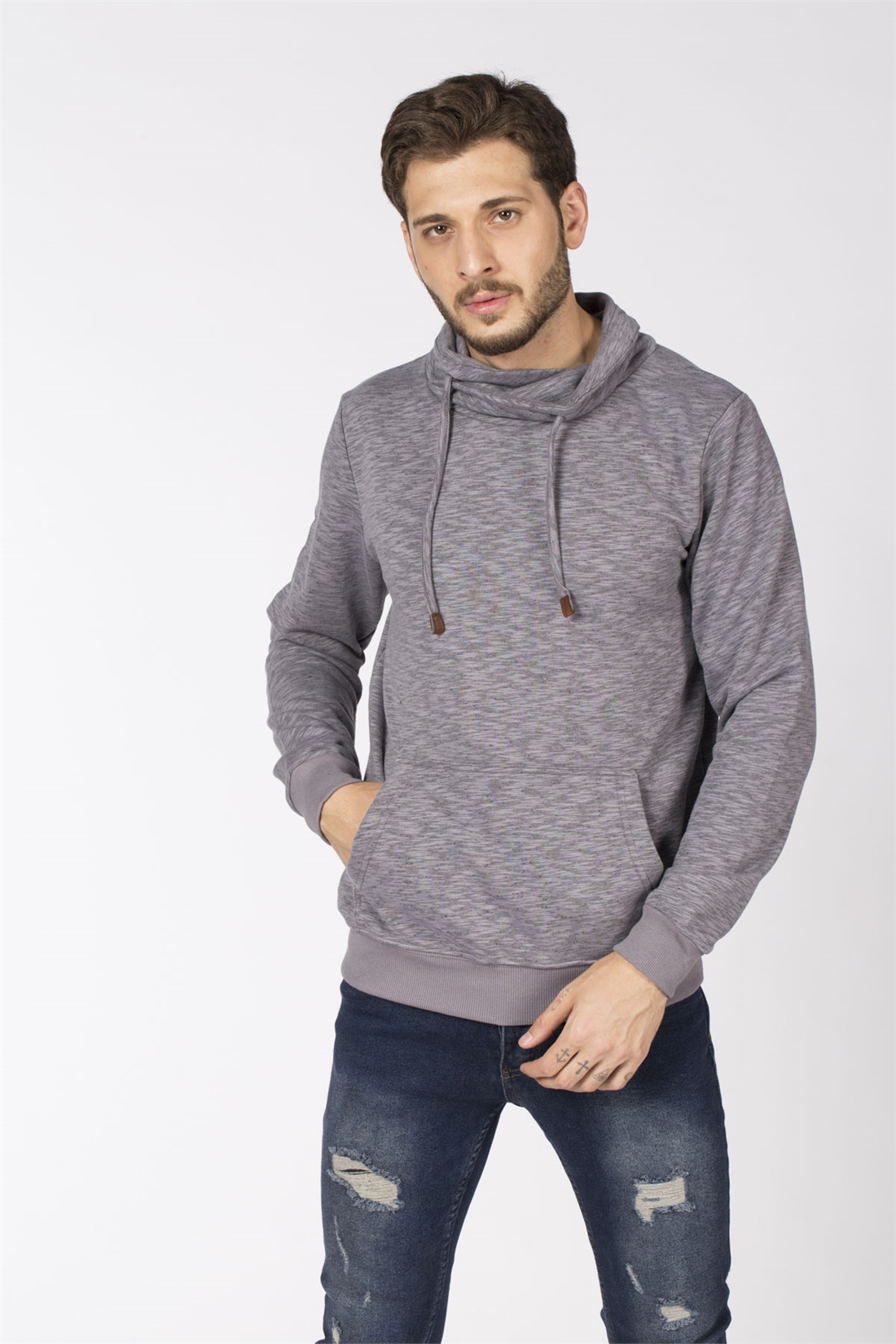 Degaje Yaka Sweatshirt-Füme