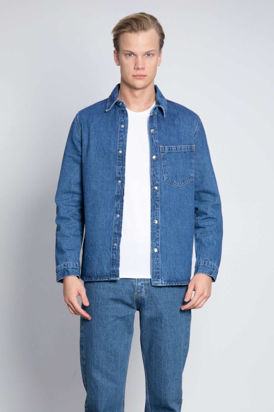 Denim gömlek-AG133 Mavi Tint
