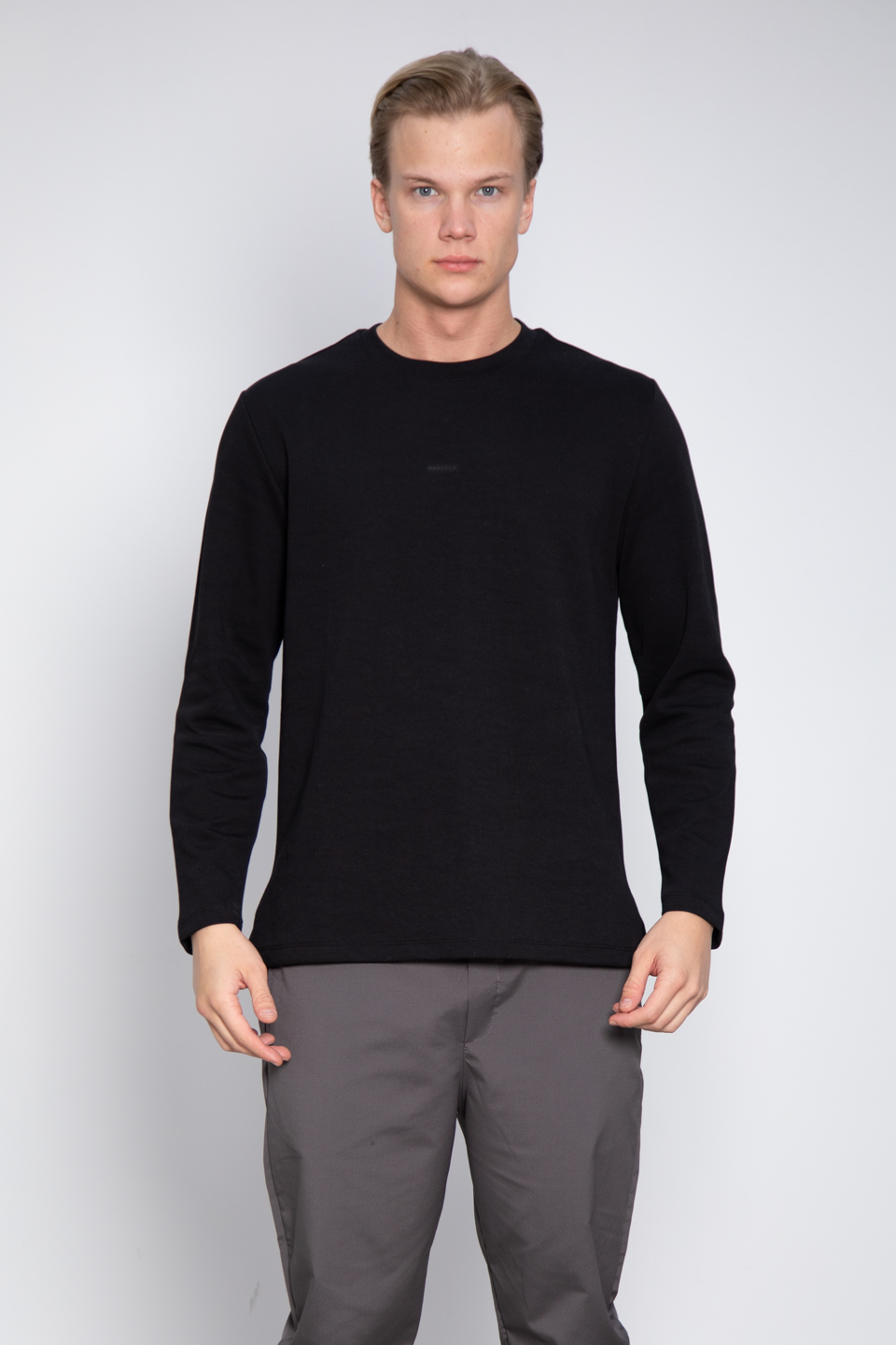 Double face bisiklet yaka sweat-1069 Siyah