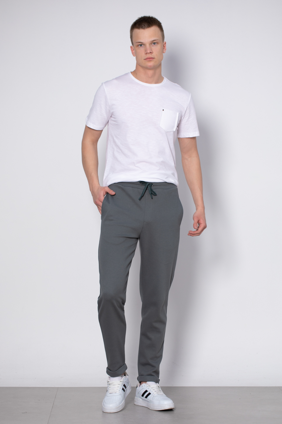 Double paça pantolon-9036 Çam Yeşili
