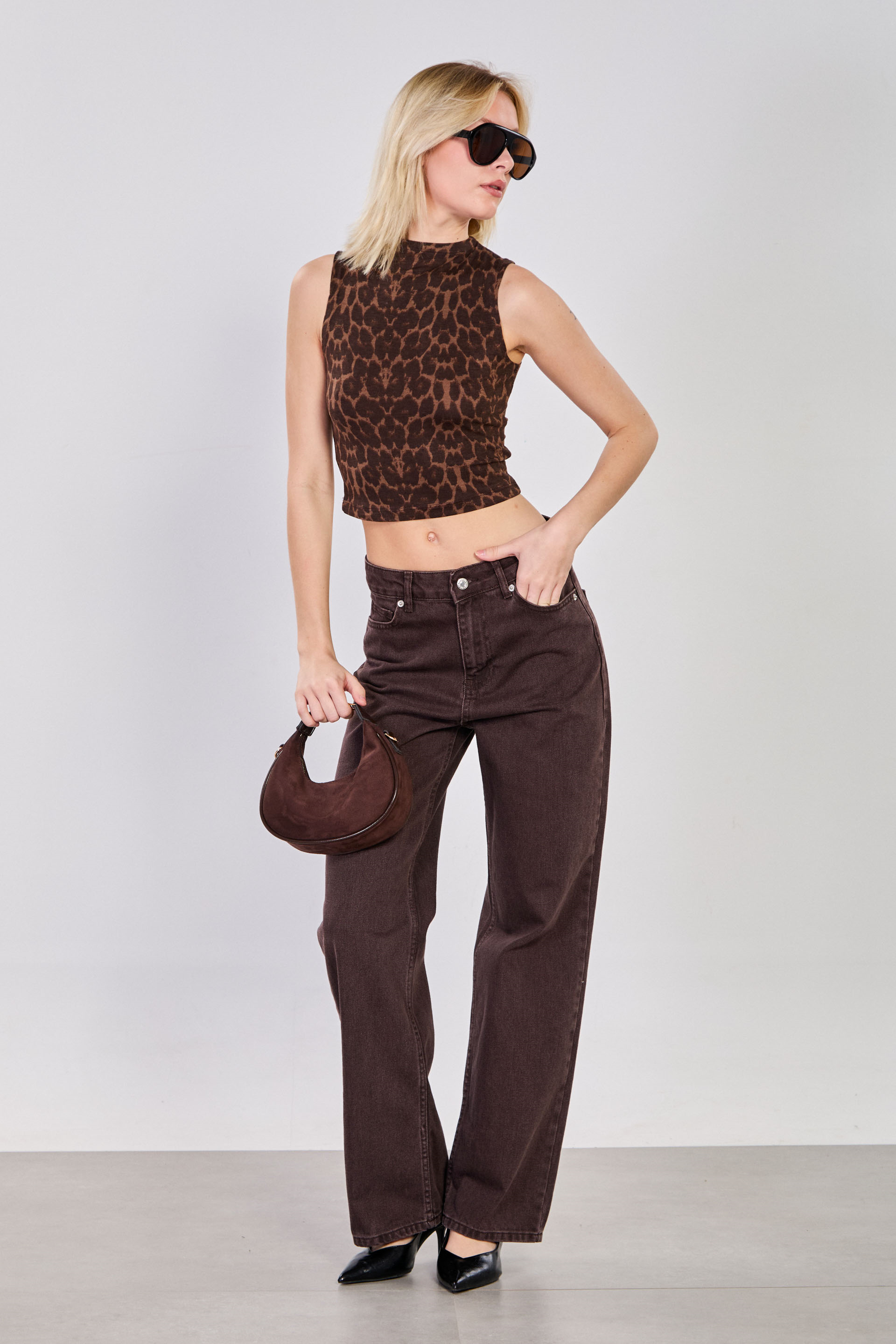 Kadın Palazzo Jean Pantolon 3002 - Açık Kahve