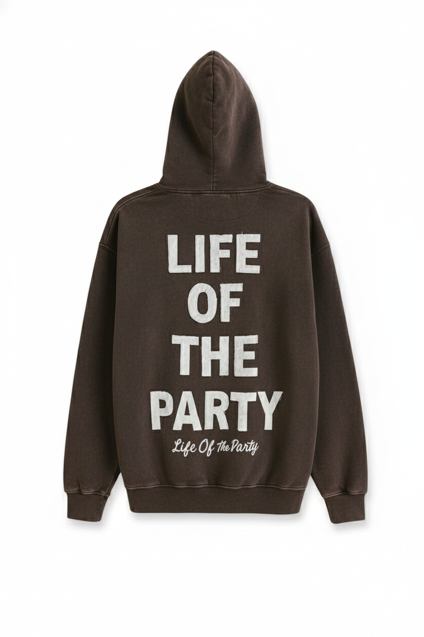 Erkek Arkası Yazılı Kanguru Cep Sweatshirt - Kahve