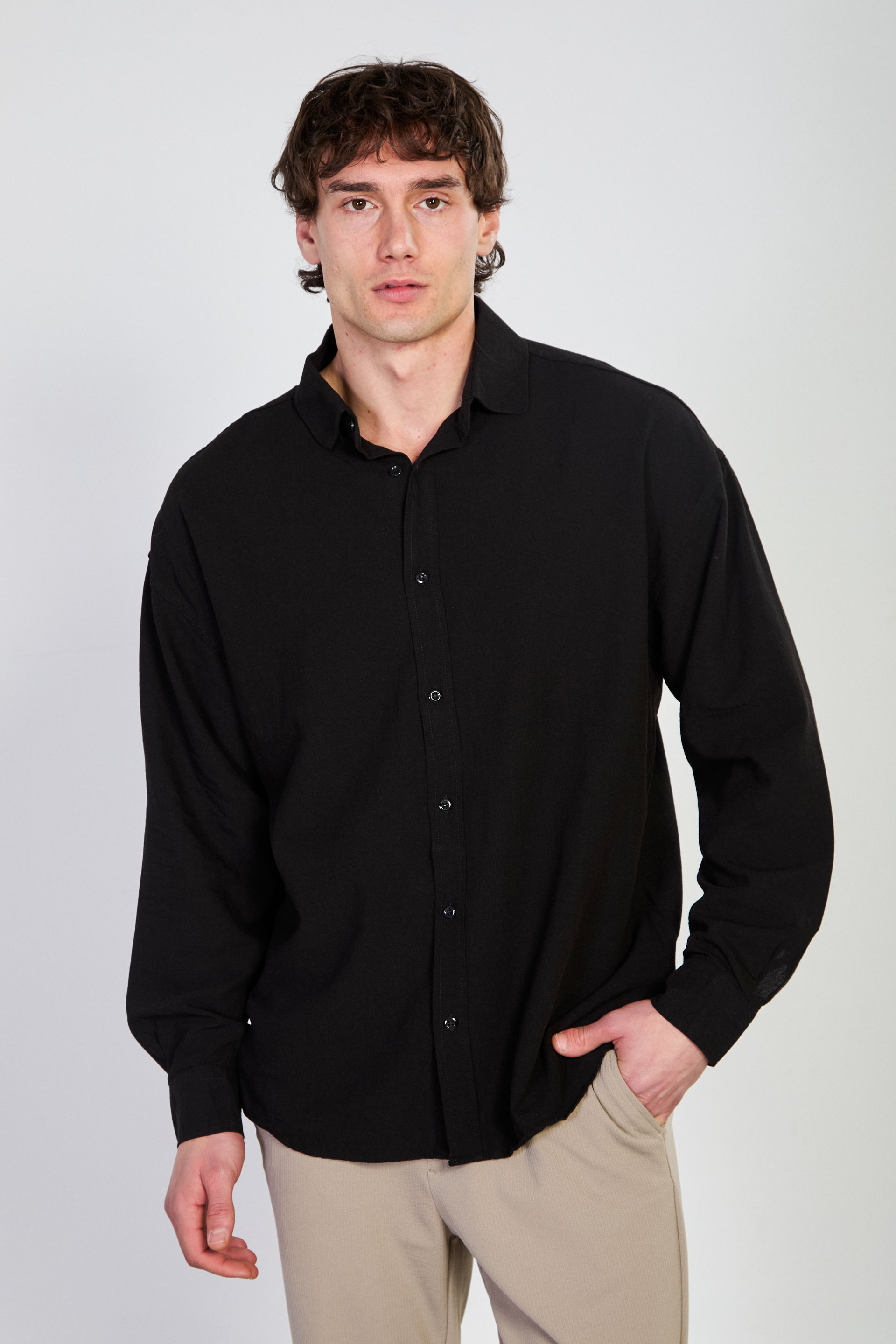 Erkek Regular Fit Gömlek - Siyah