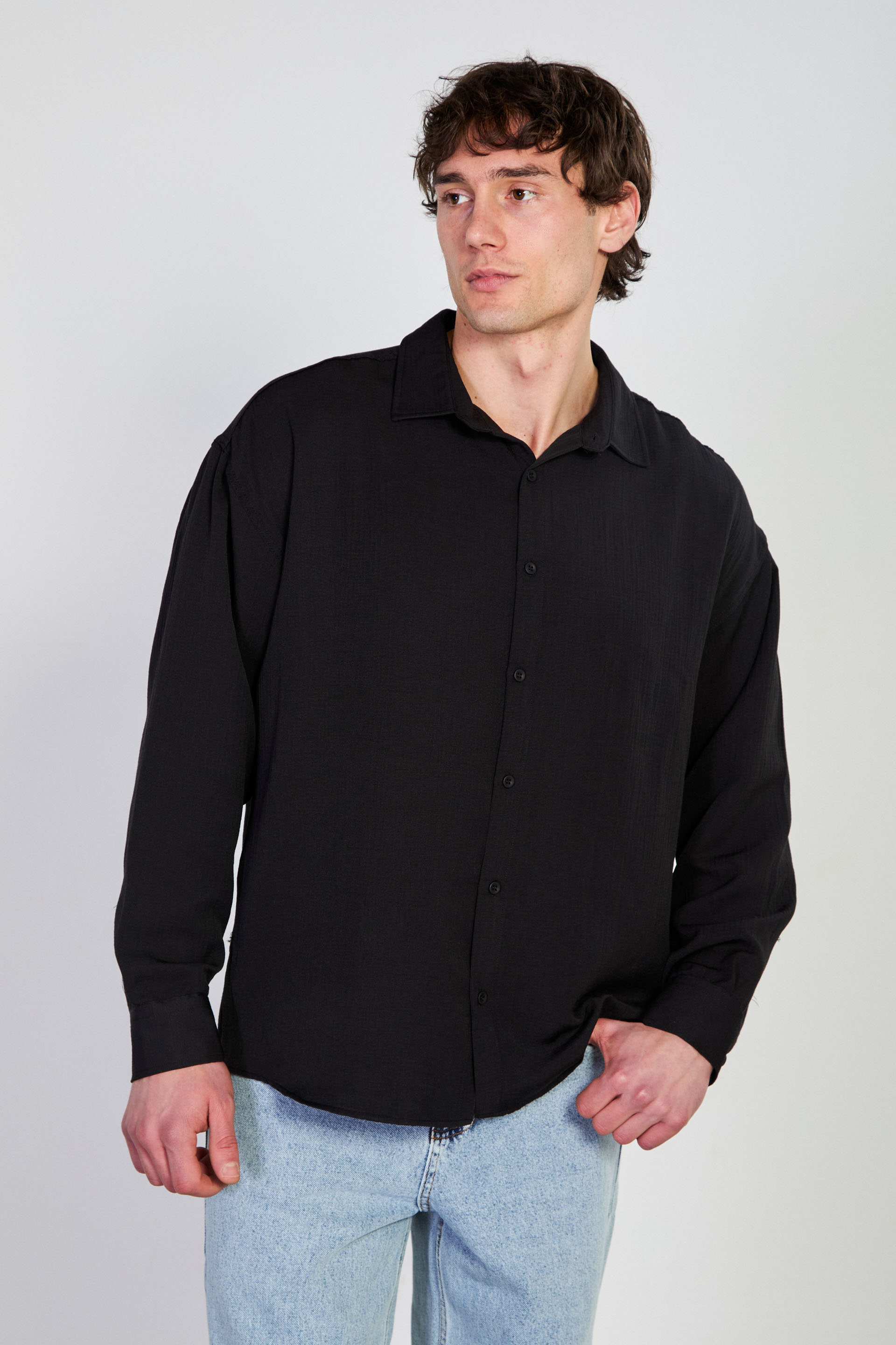 Erkek Regular Fit Klasik Gömlek - Siyah