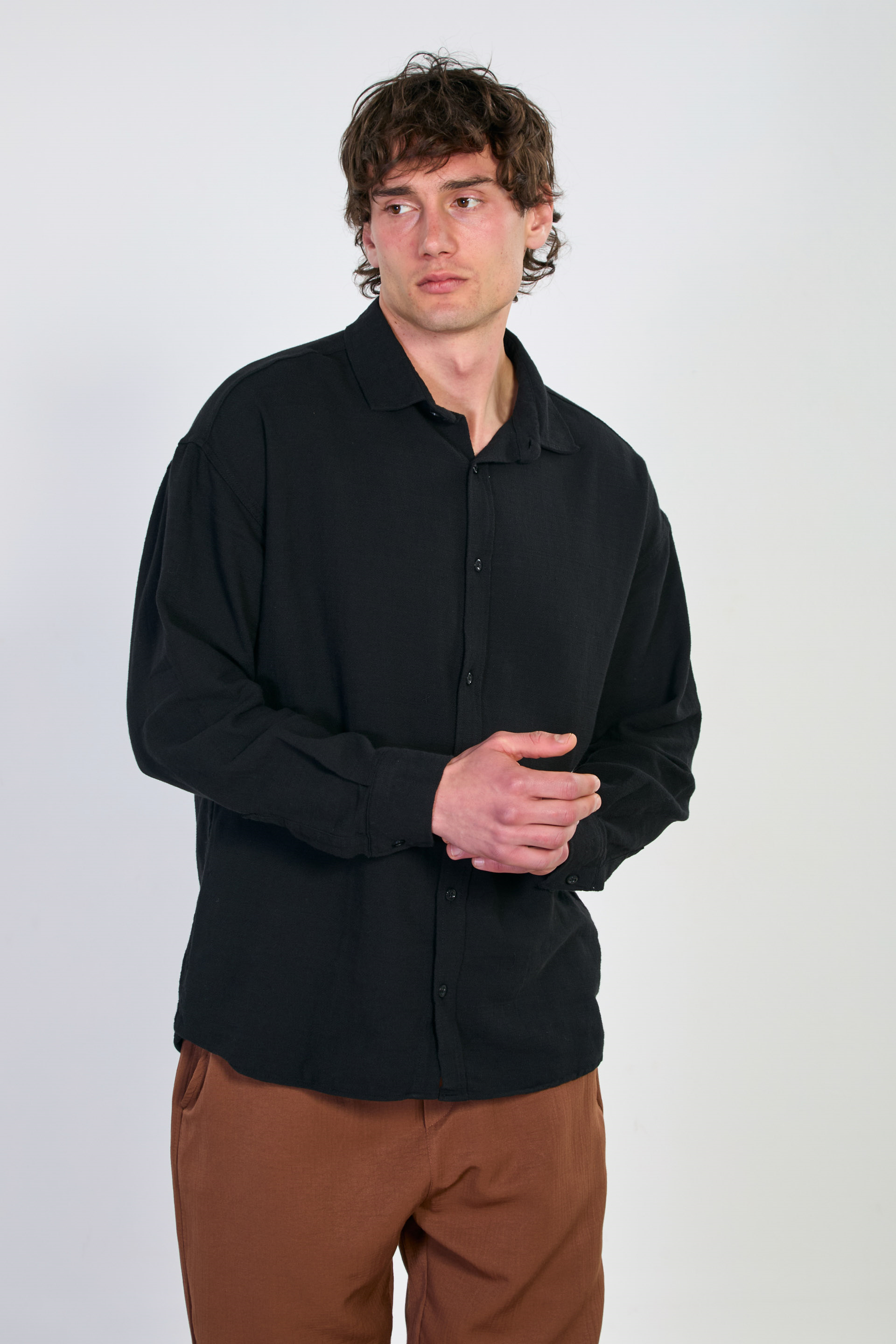 Flamlı gömlek-017 Siyah