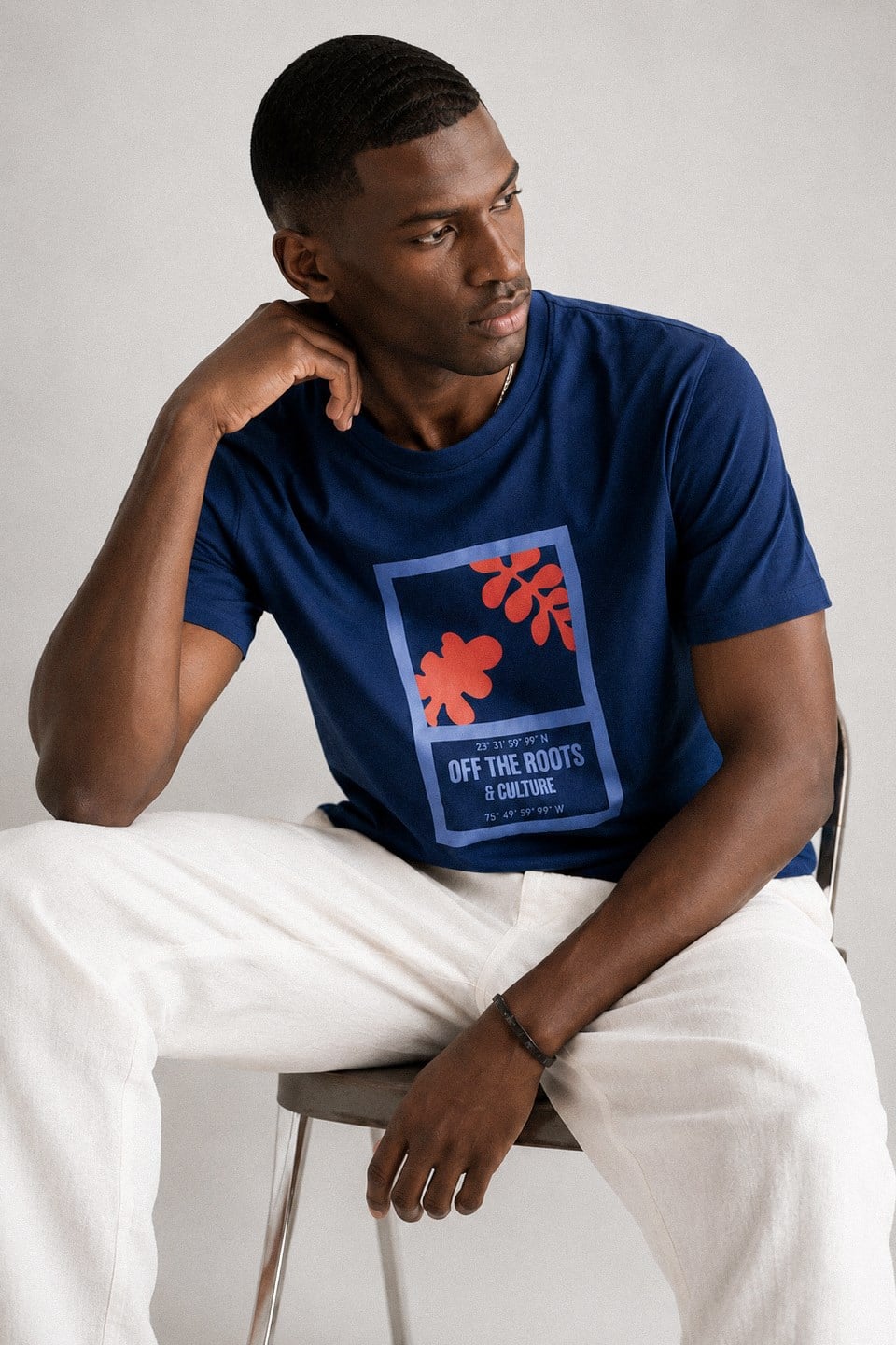 Erkek Off the Roots Baskılı T-Shirt - Lacivert