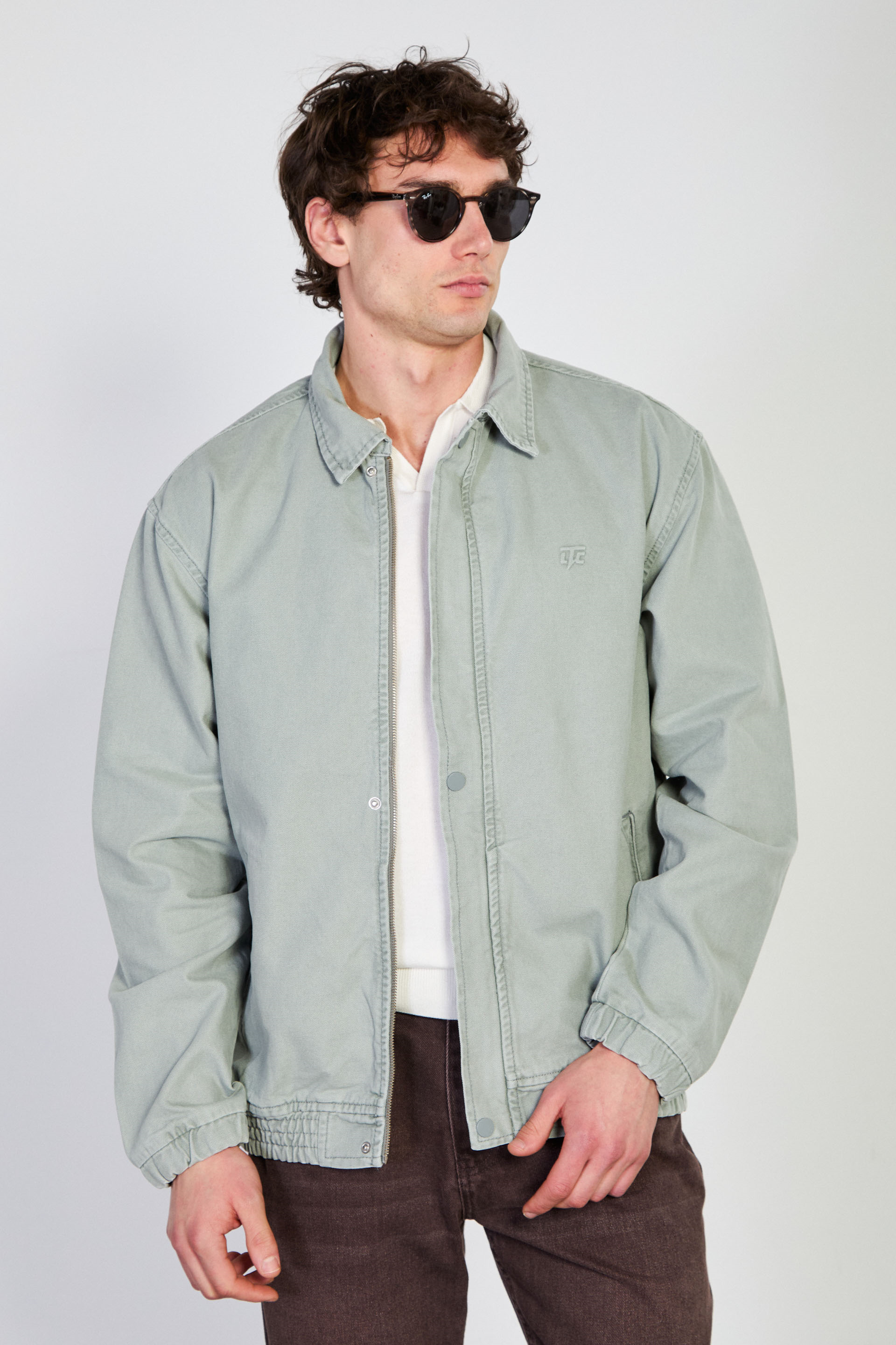 Erkek Polo Yaka Çıtçıtlı Beli Lastikli Ceket - Haki