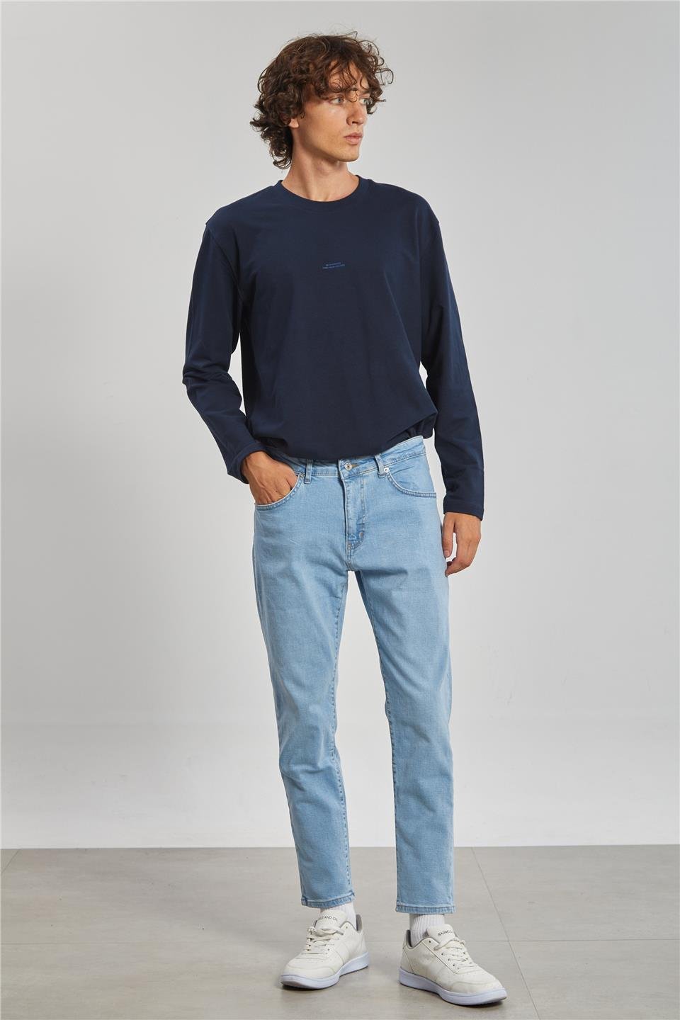 Erkek Carrot Fit Pantolon - Buz Mavi