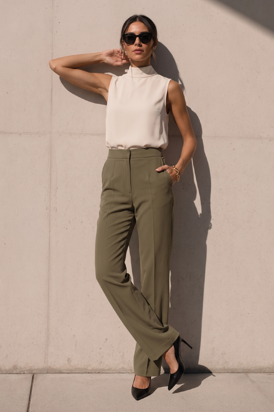 Kadın Palazzo Pantolon 1001 - Olive