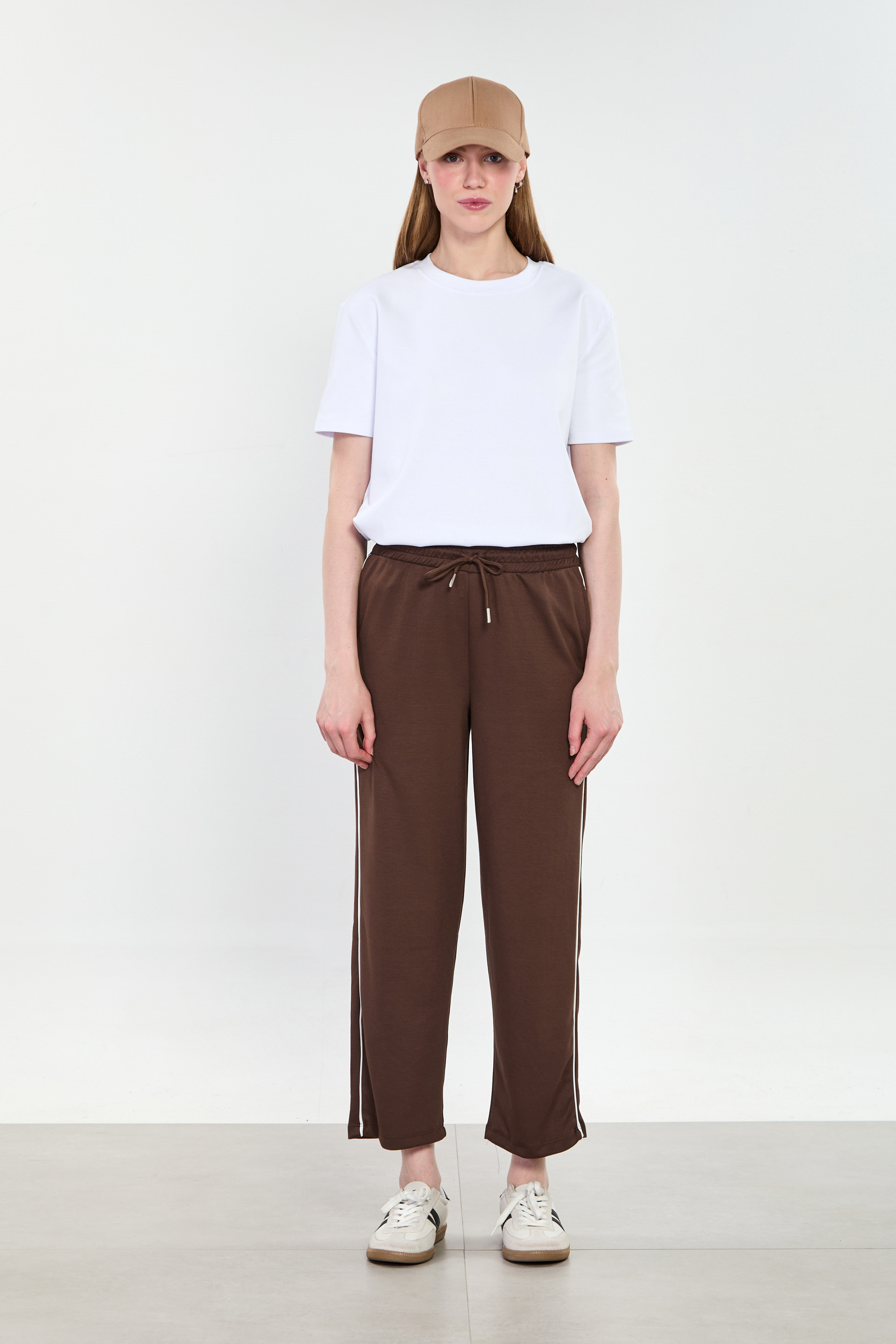 Kadın Ara Biye Cepli Pantolon - Acı Kahve