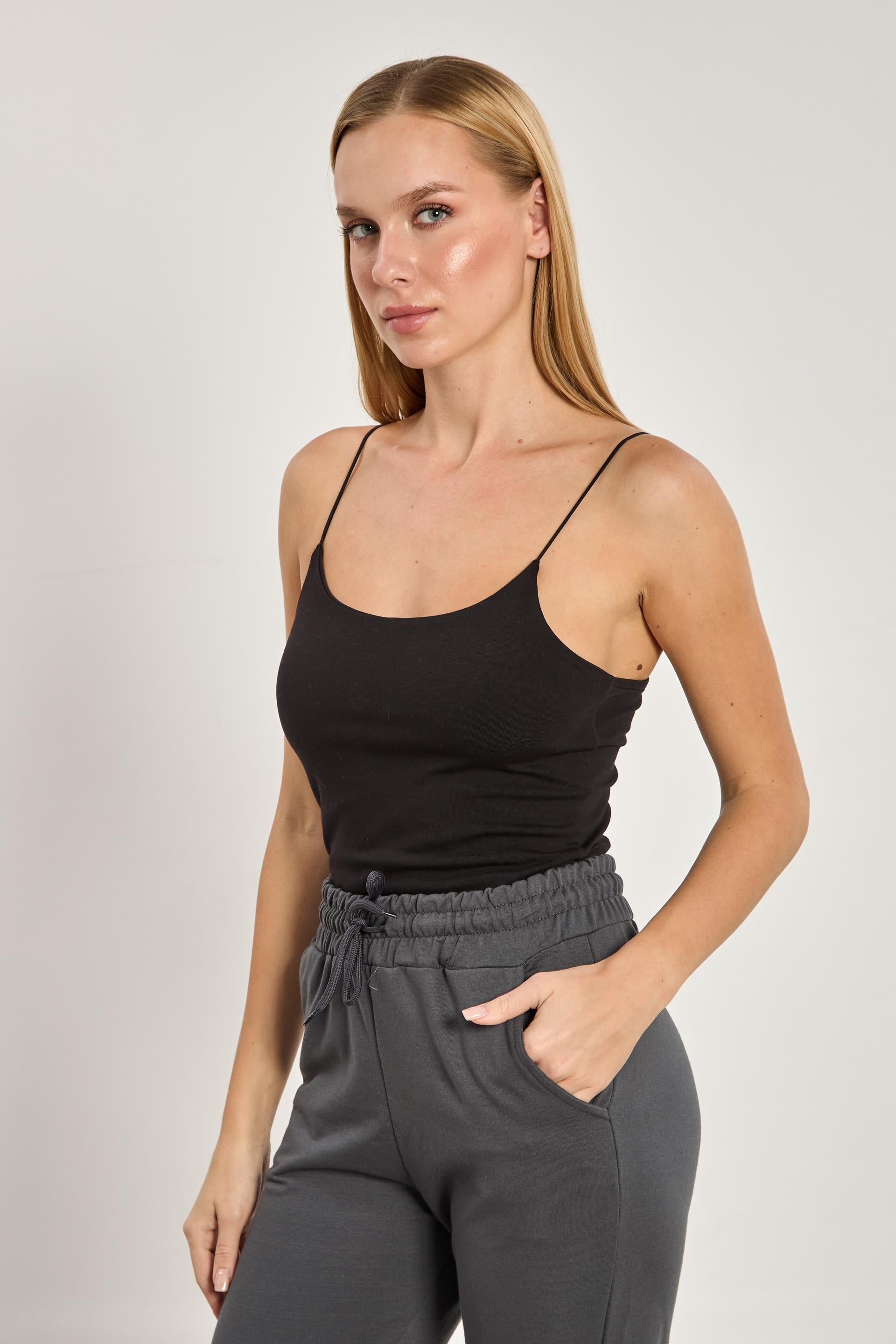 Kadın İp Askılı Atlet - Siyah