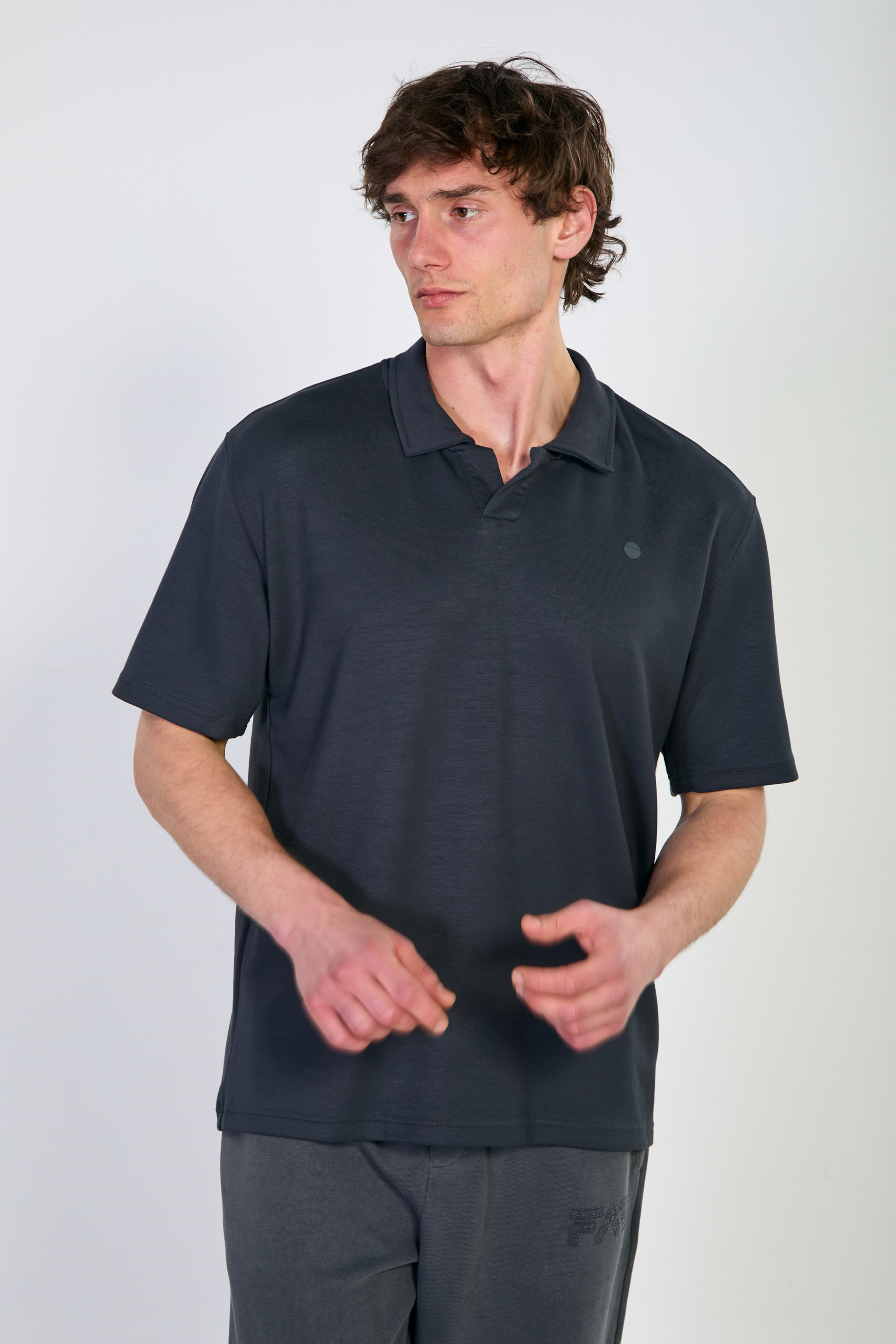 Erkek Yarım Patlı Polo Yaka T-Shirt - Antrasit