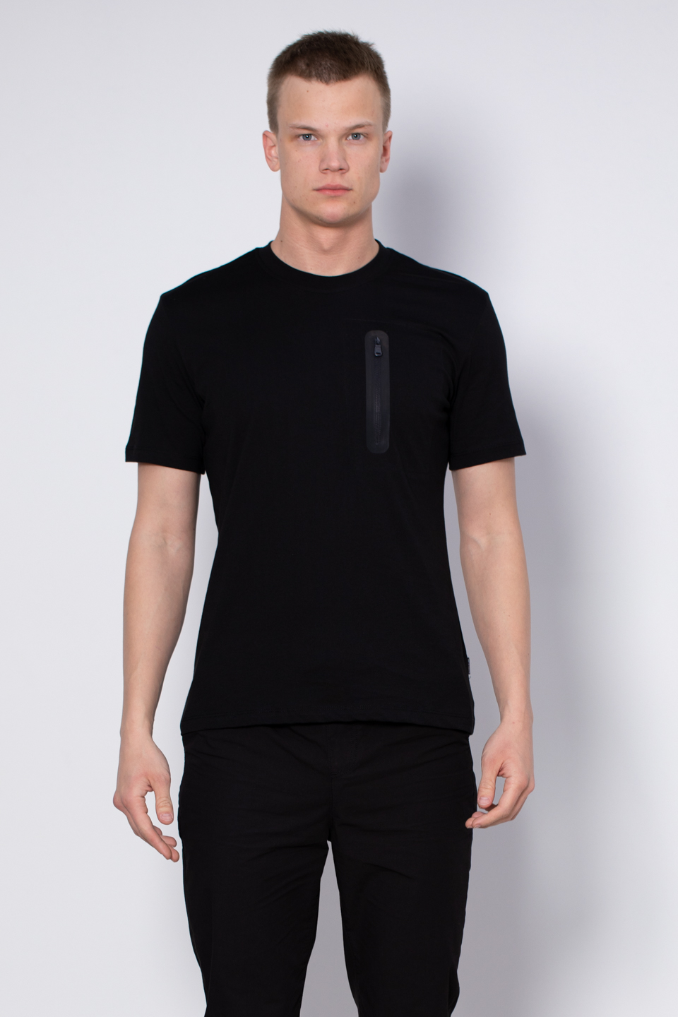 Fermuar detaylı t-shirt-9074 Siyah