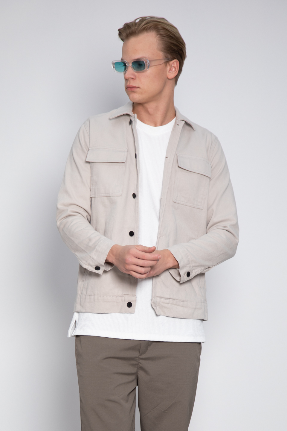 Gabardin çift cep ceket-010 Taş