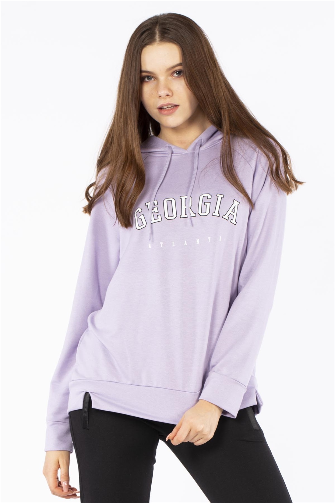Georgia Baskılı Sweatshirt-Lila