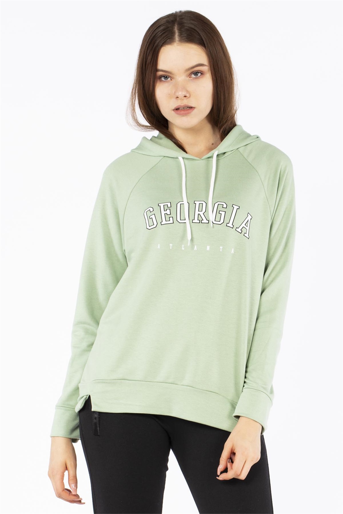 Georgia Baskılı Sweatshirt-Mint