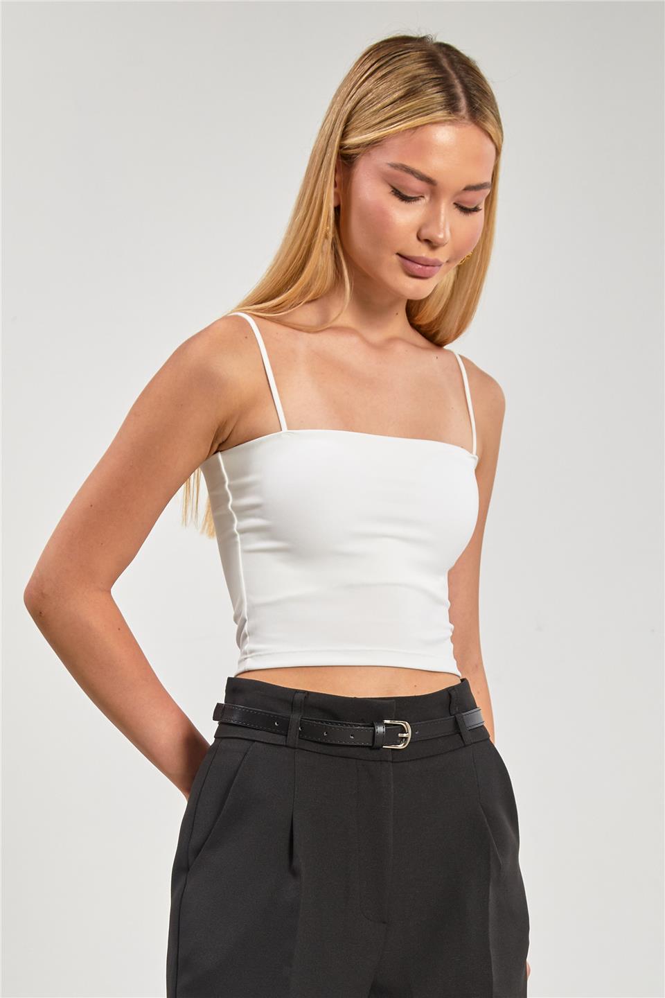 Göğüs pedli askılı atlet-1010 Beyaz