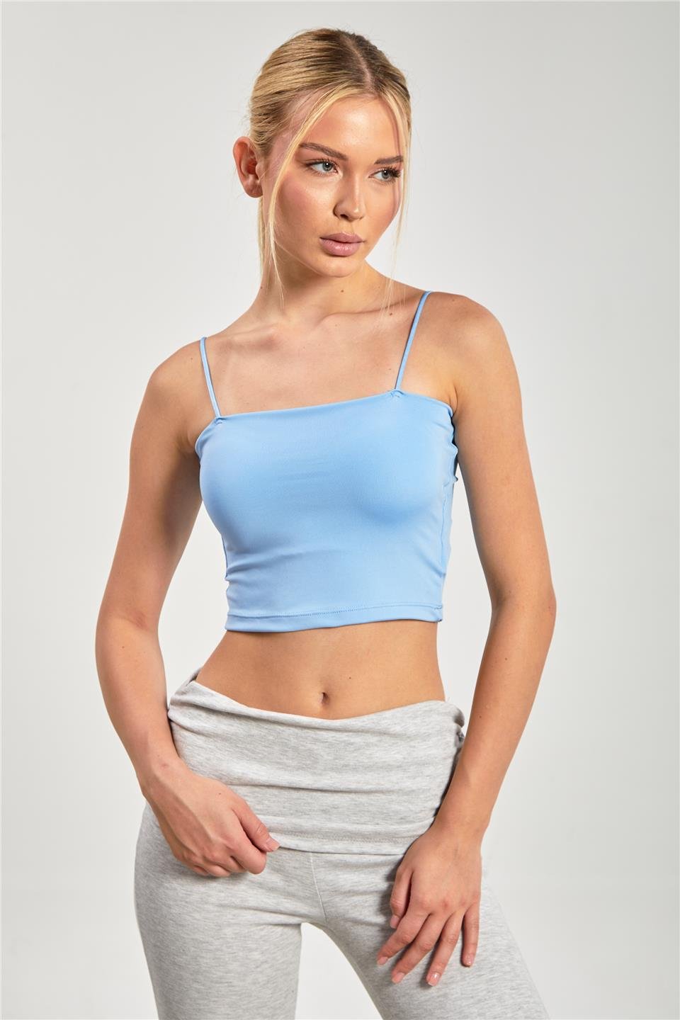 Göğüs pedli askılı atlet-1010 Mavi