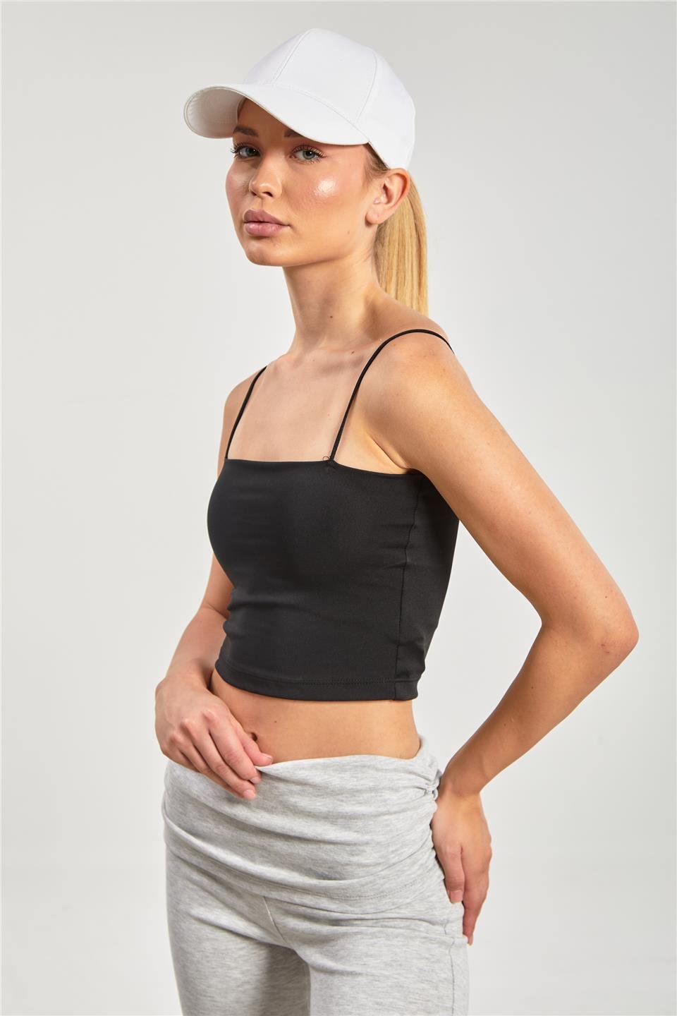 Göğüs pedli askılı atlet-1010 Siyah