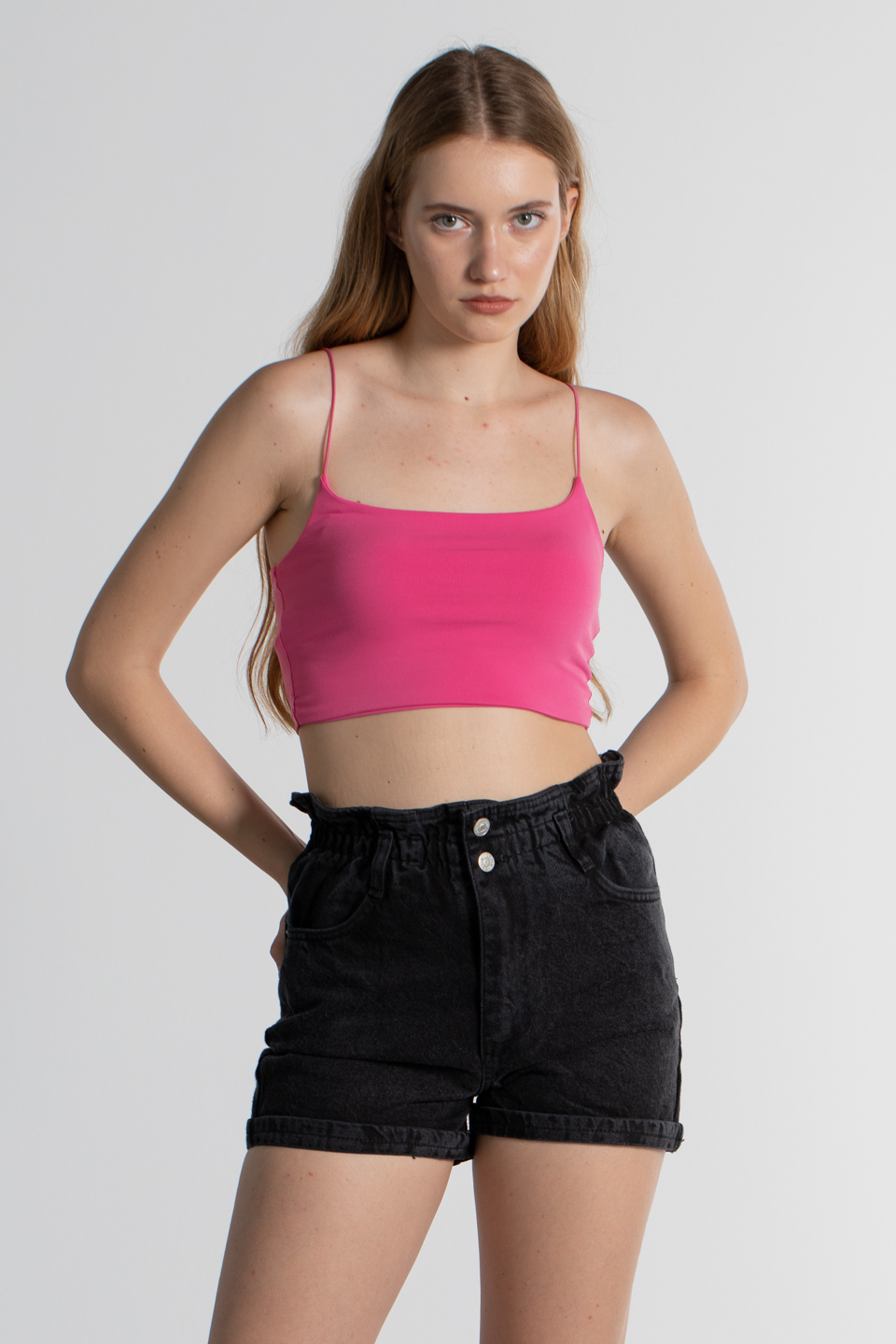 İp askılı crop body-9553 Fuşya