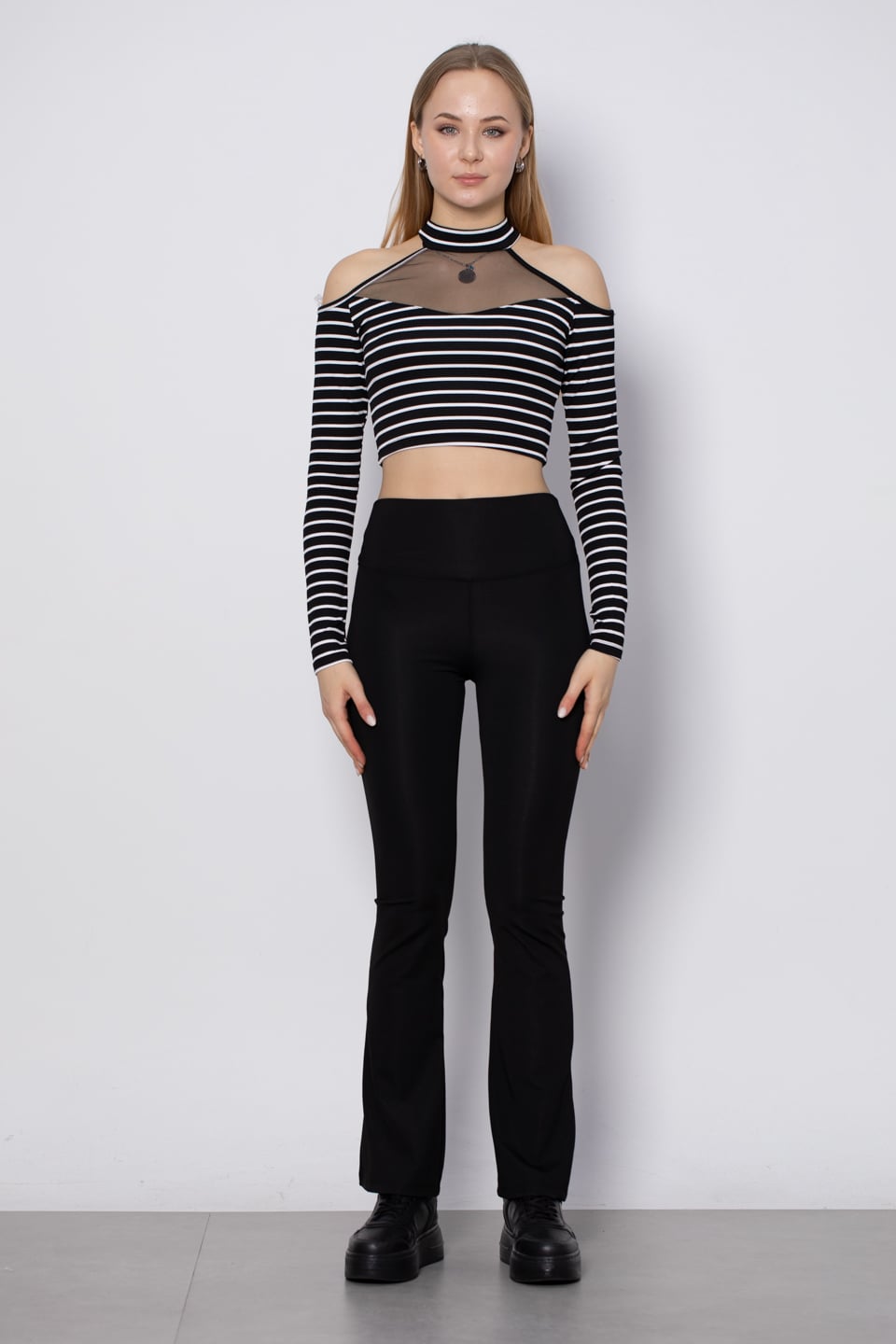 İspanyol paça tayt-2036 Siyah