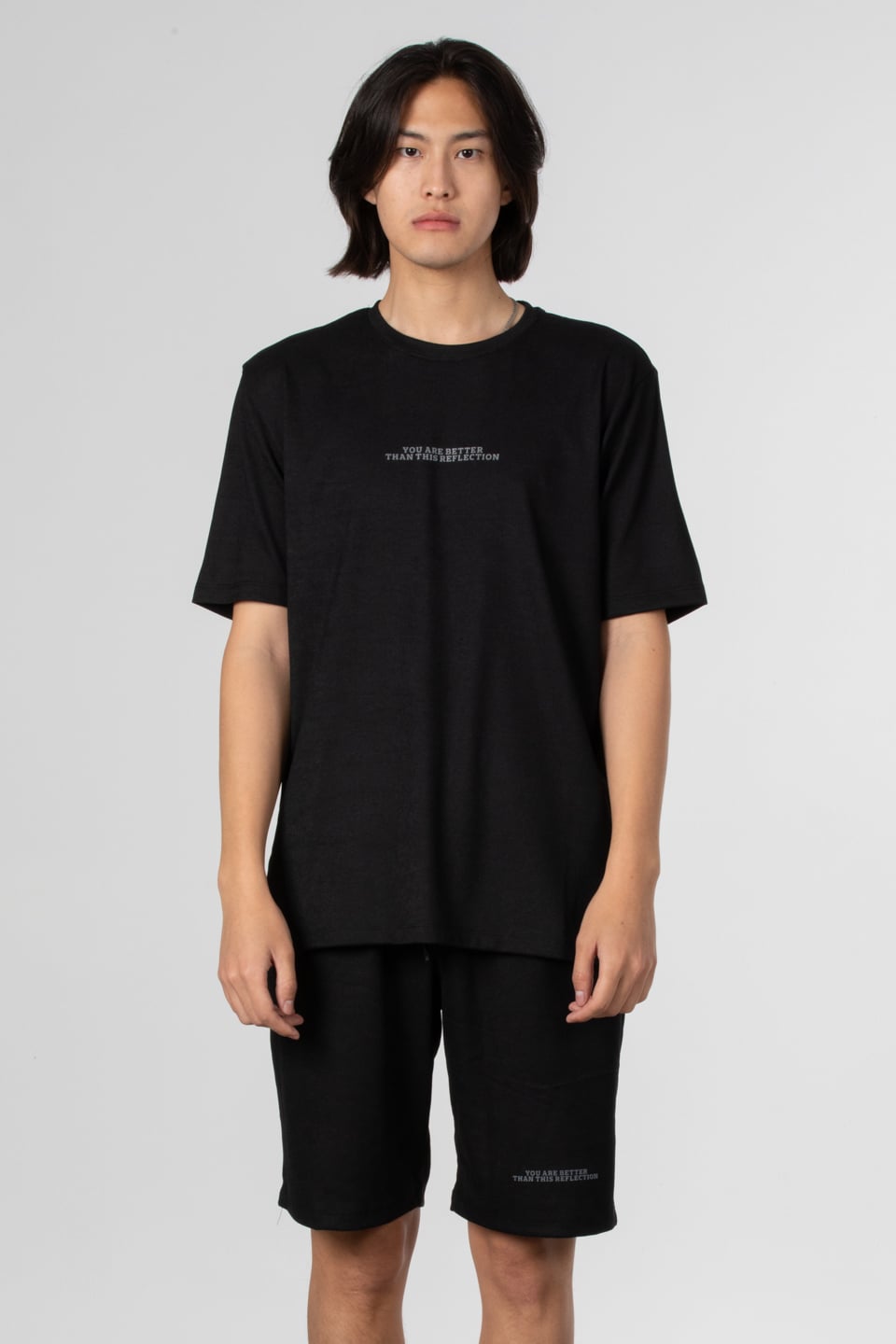Jakar petekli ön yazı baskılı t-shirt-1016 Siyah
