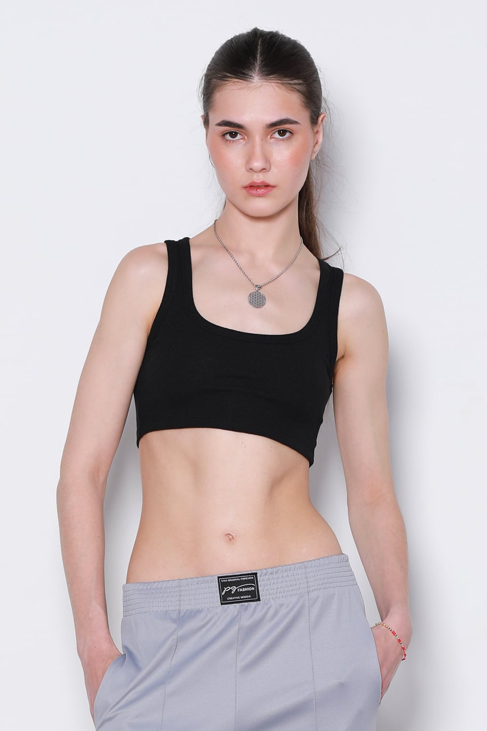 Kalın askılı crop body-DVN0709 Siyah