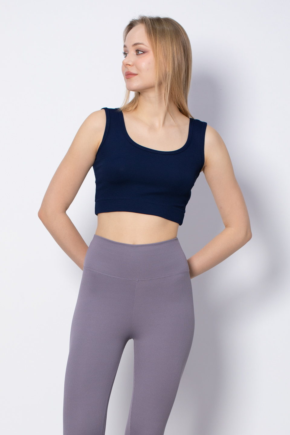 Kalın Askılı Crop Body - Lacivert